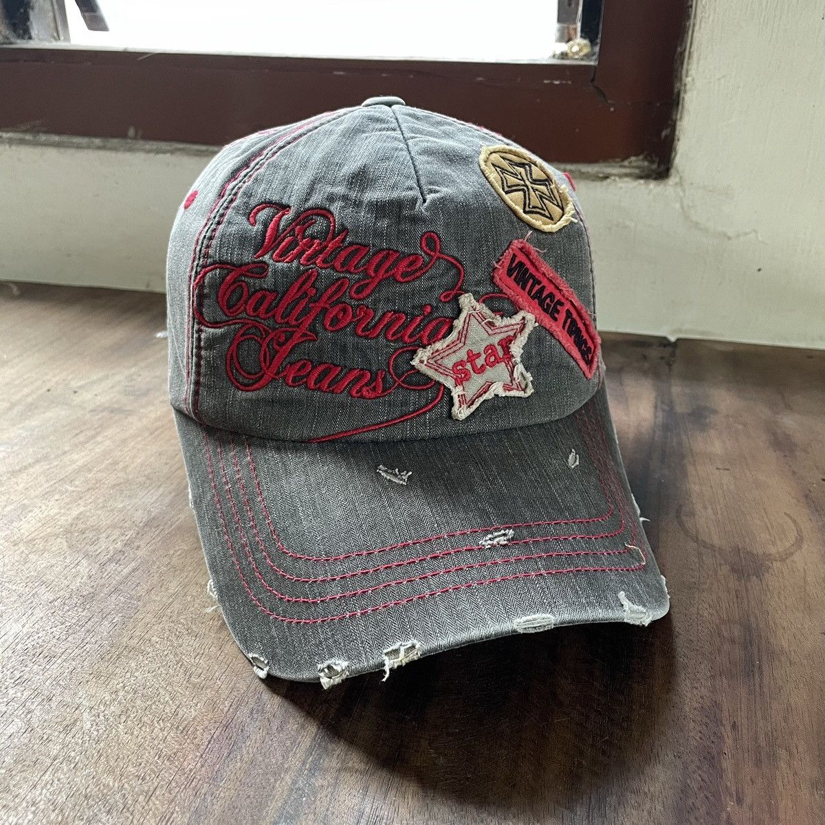 SICK. Patch work vintage California jeans hat unique stitch