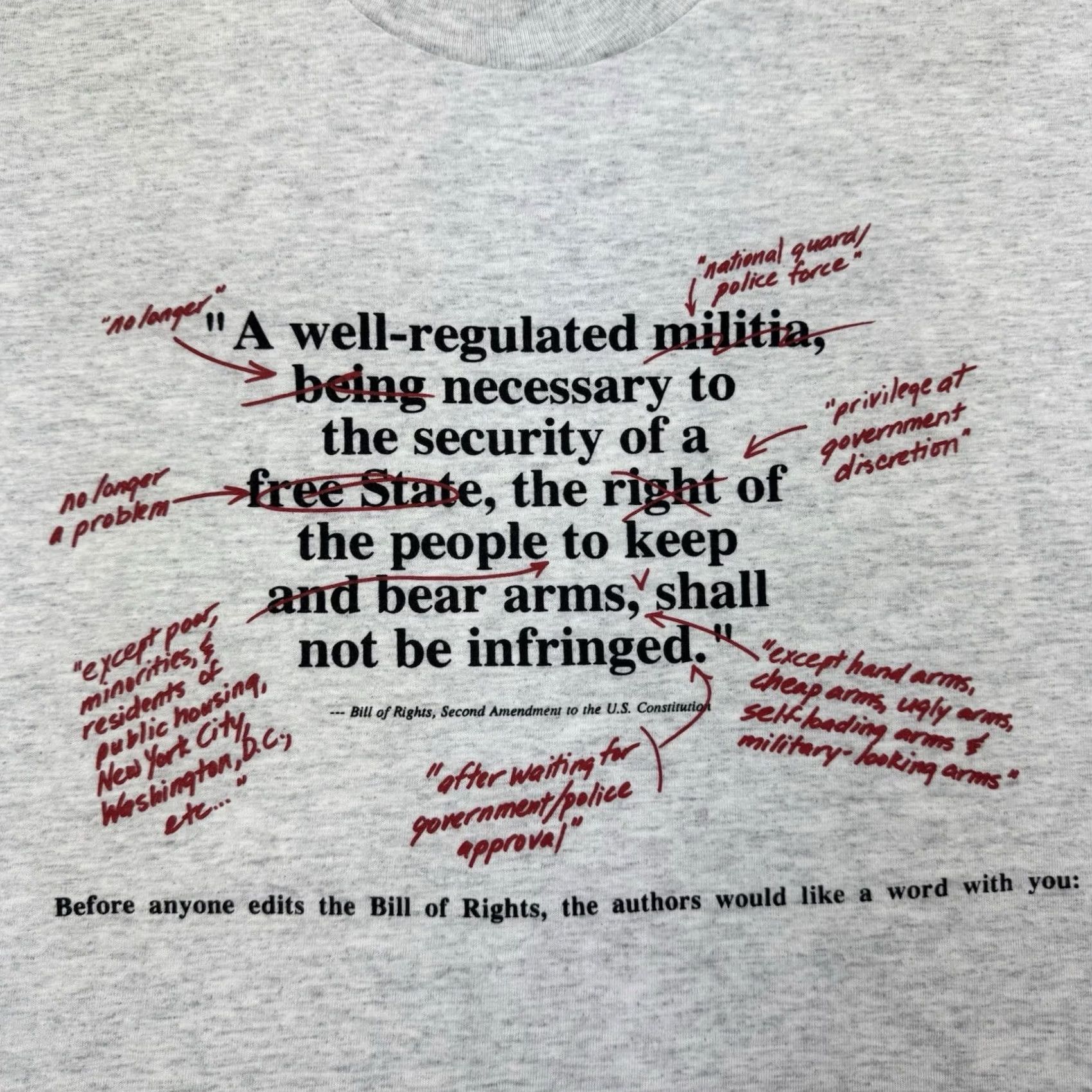 Fruit Of The Loom VINTAGE Bill Of Rights Second Amendment T Shirt Adult Large Gray Polyester, Cotton USA 90s Funny Patriotic Mens Brand: Fruit of the Loom Size US L / EU 52-54 / 3 - 3 Thumbnail