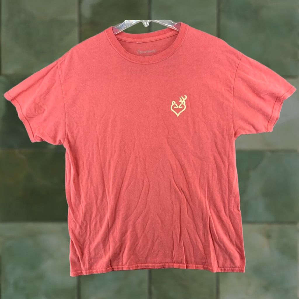 Vintage Browning Womens T-Shirt Large Pink Logo Outdoor Hunting Size L / US 10 / IT 46 - 1 Thumbnail