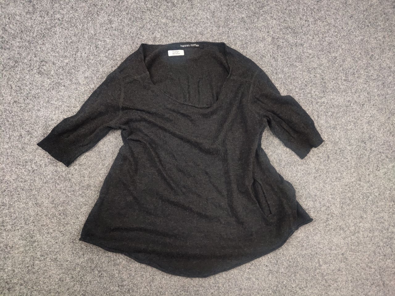 hannes roether Hannes Roether Gray knitted top short sleeves wide neckline Size S / US 4 / IT 40 - 5 Thumbnail