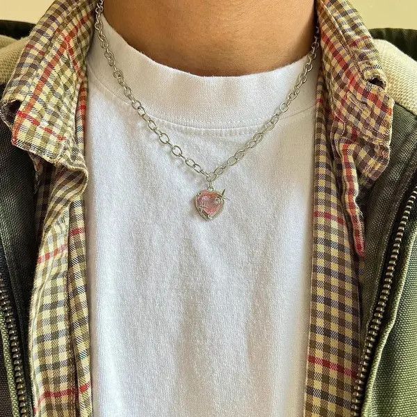 Jewelry y2k 2000s choker heart crystal star pendant silver necklace Size ONE SIZE - 7 Thumbnail