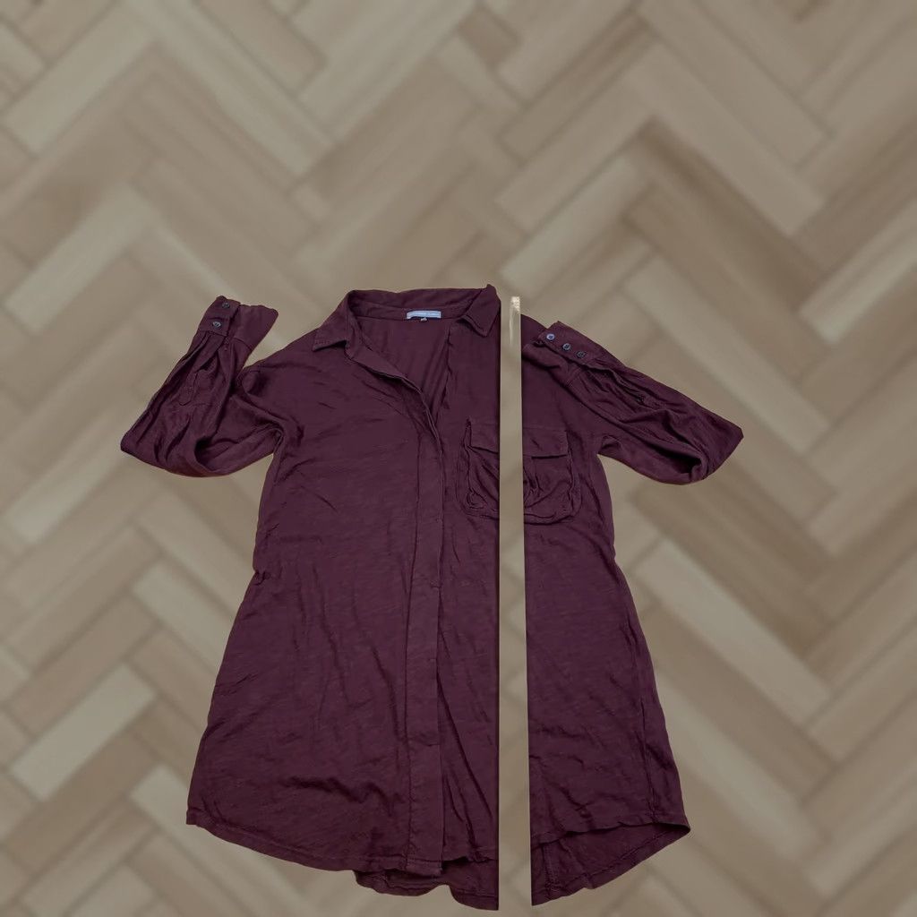 James Perse VINTAGE James Perse Button Up Women 1 Burgundy Long Sleeve Casual 13077 Size XS / US 0-2 / IT 36-38 - 1 Thumbnail