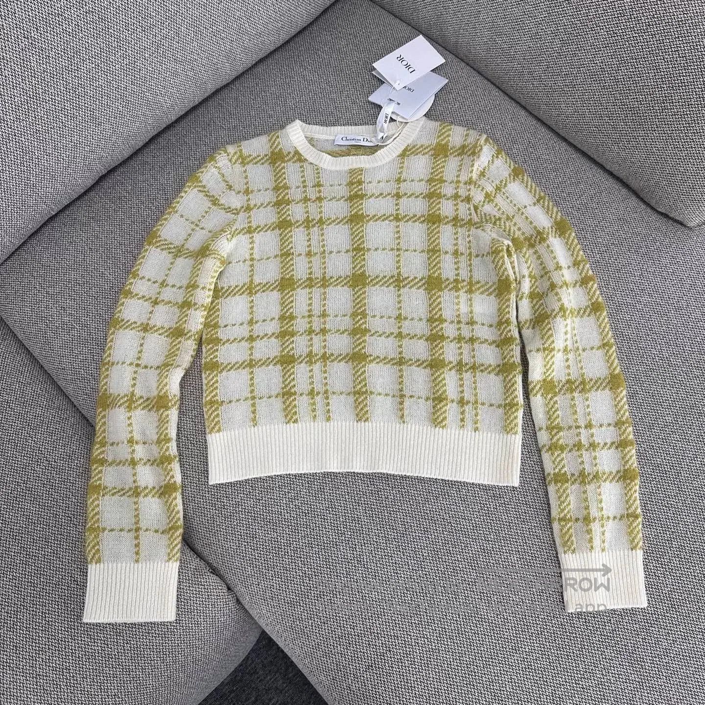 Dior Plaid Colorblock Wool Sweater.