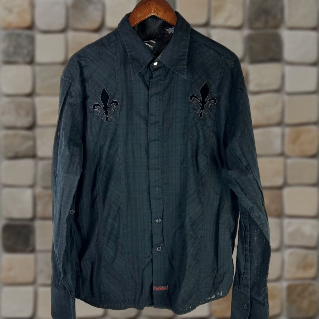 fender dress shirts Fender Guitar Mechanic Work Shirt Black Extra Large