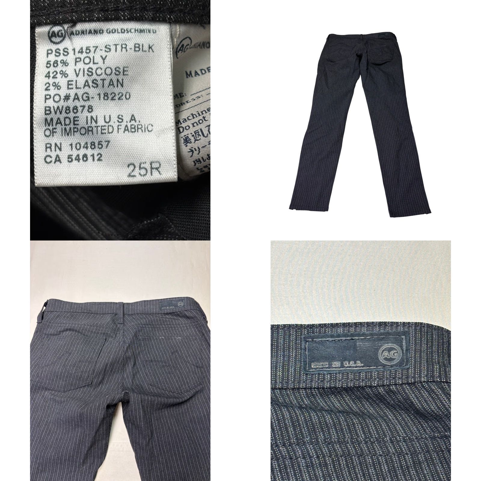 Vintage AG Adriano Goldschmied Legging Ankle Zip Pinstripe Skinny 25R W28 L28 USA Womens Pants Size 28" / US 6 / IT 42 - 8 Thumbnail