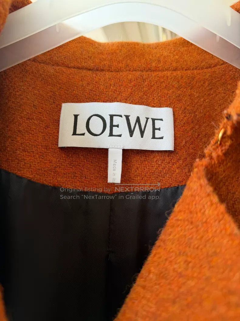 Loewe Orange Long Coat, Double-Breasted, 100% Wool Fabric, Women's (Size Xs)