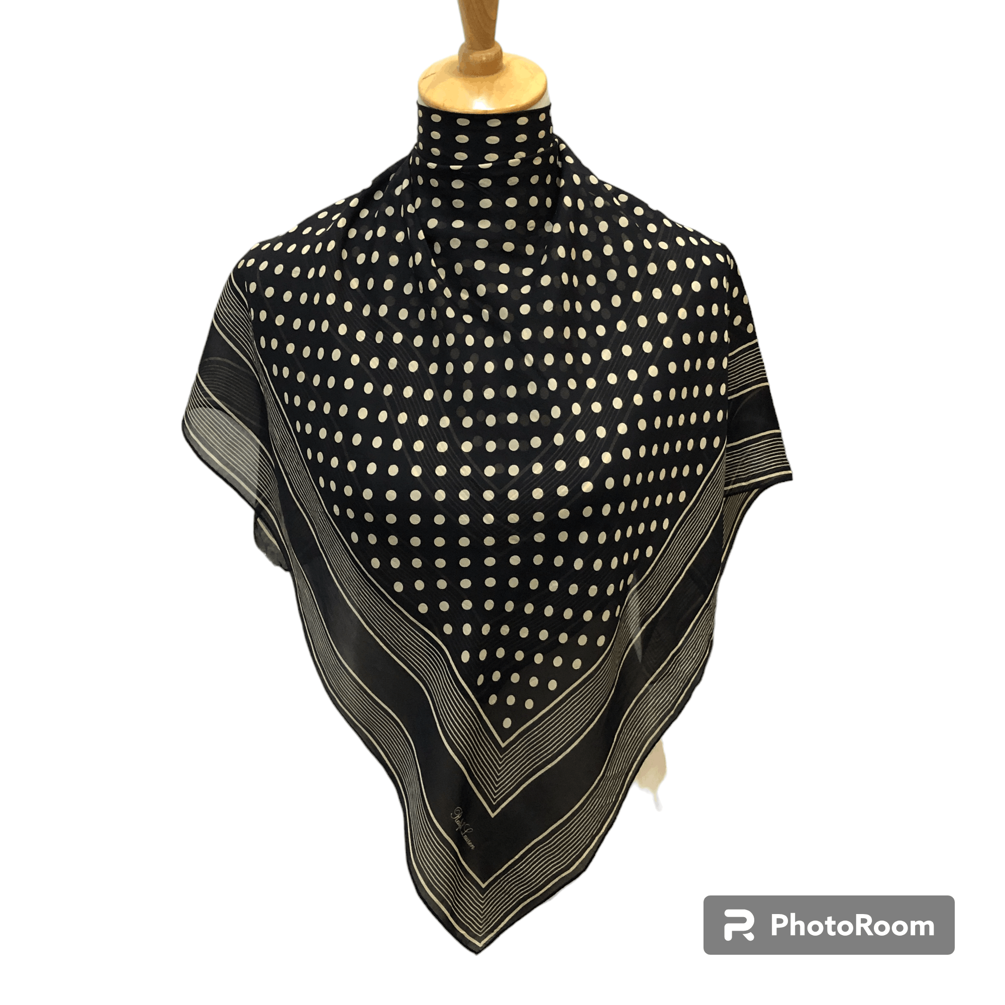 Vintage Ralph Lauren Polka Dots Silk Scarf M1234