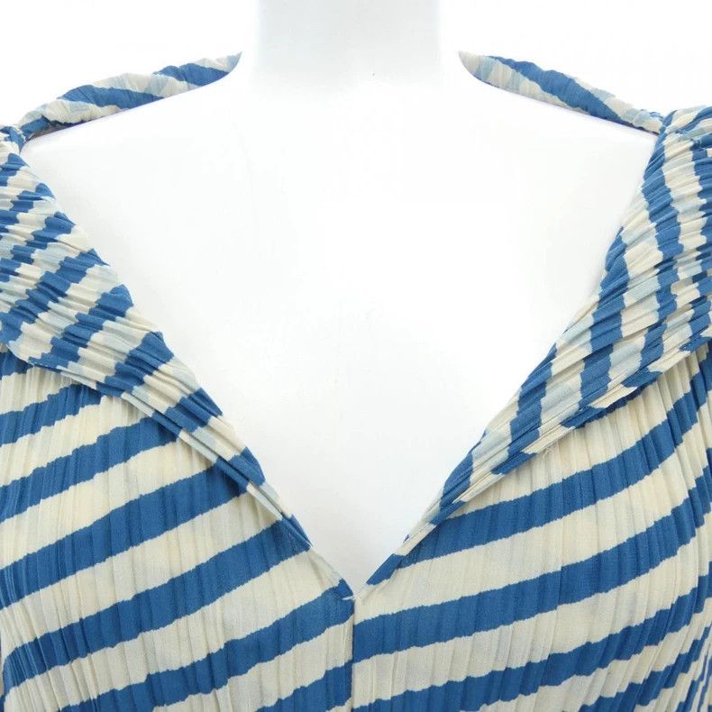 Issey Miyake Issey Miyake size:3 Blue and white striped irregular-shape Size S / US 4 / IT 40 - 3 Thumbnail
