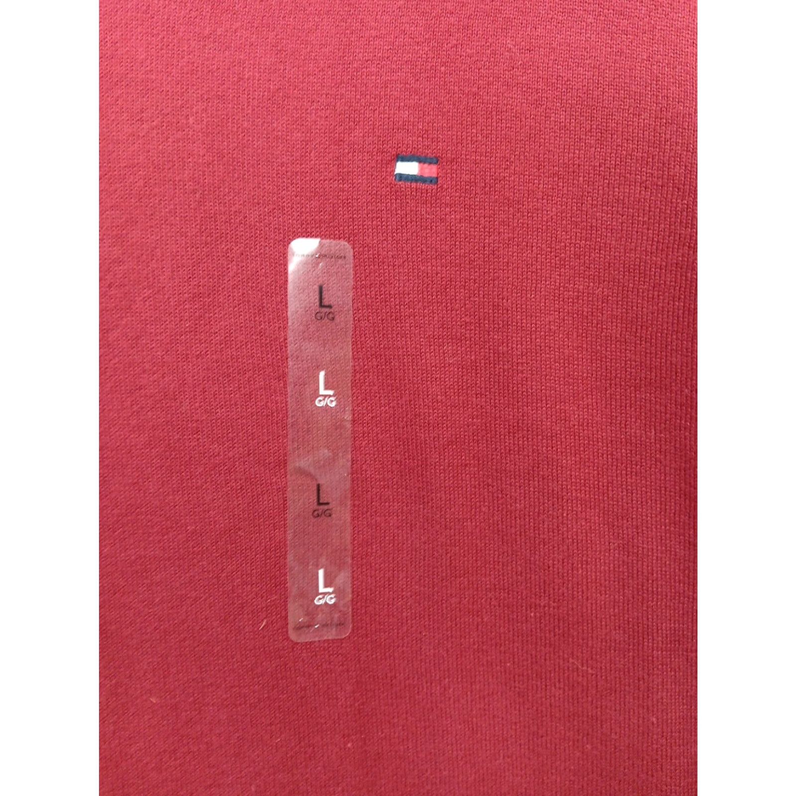 Tommy Hilfiger V-Neck Pullover Sweater NWT Tommy Hilfiger Men's Large Maroon Logo Long Sleeves Size US L / EU 52-54 / 3 - 5 Thumbnail