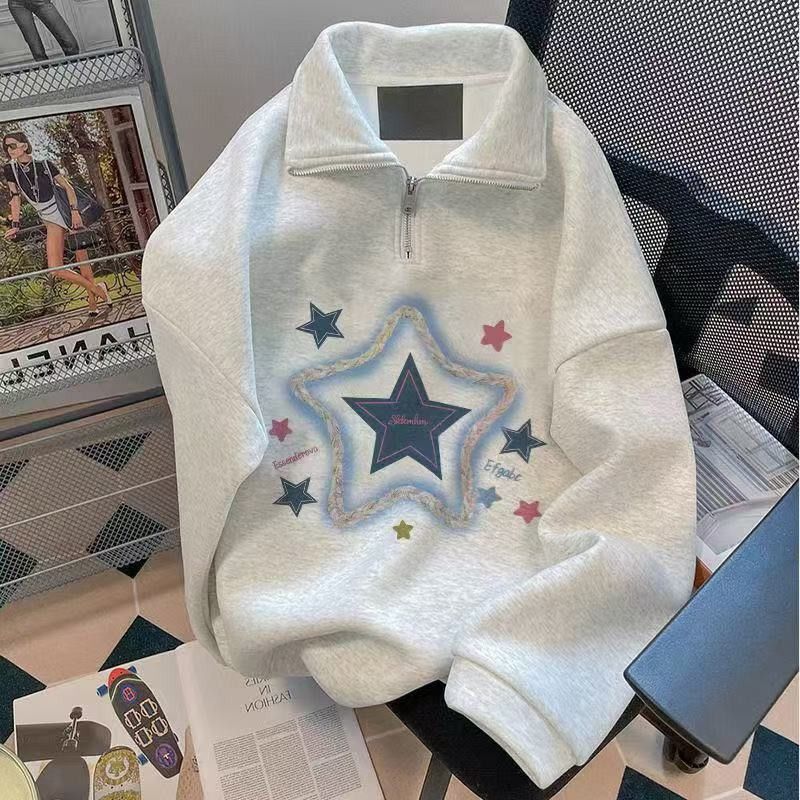 Vintage Y2K Star Print Half-Zip Hooded Sweatshirt Size US M / EU 48-50 / 2 - 1 Thumbnail