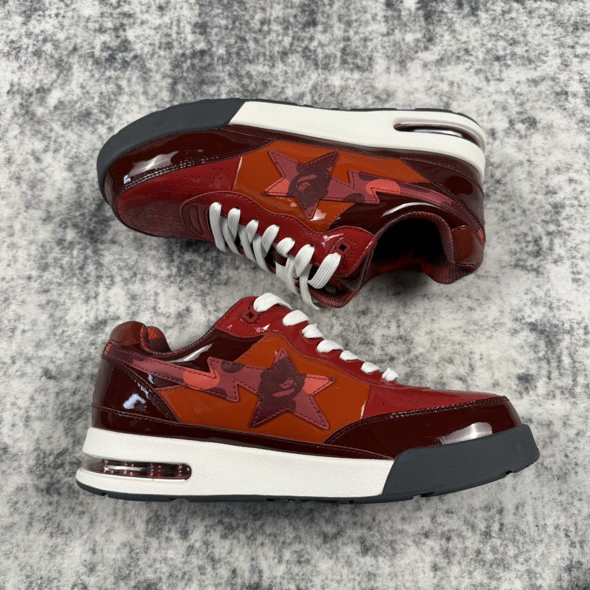 Bape BAPE STA Red / Burgundy Patent Leather Colorblock Sneakers Size US 8 / EU 41 - 4 Thumbnail