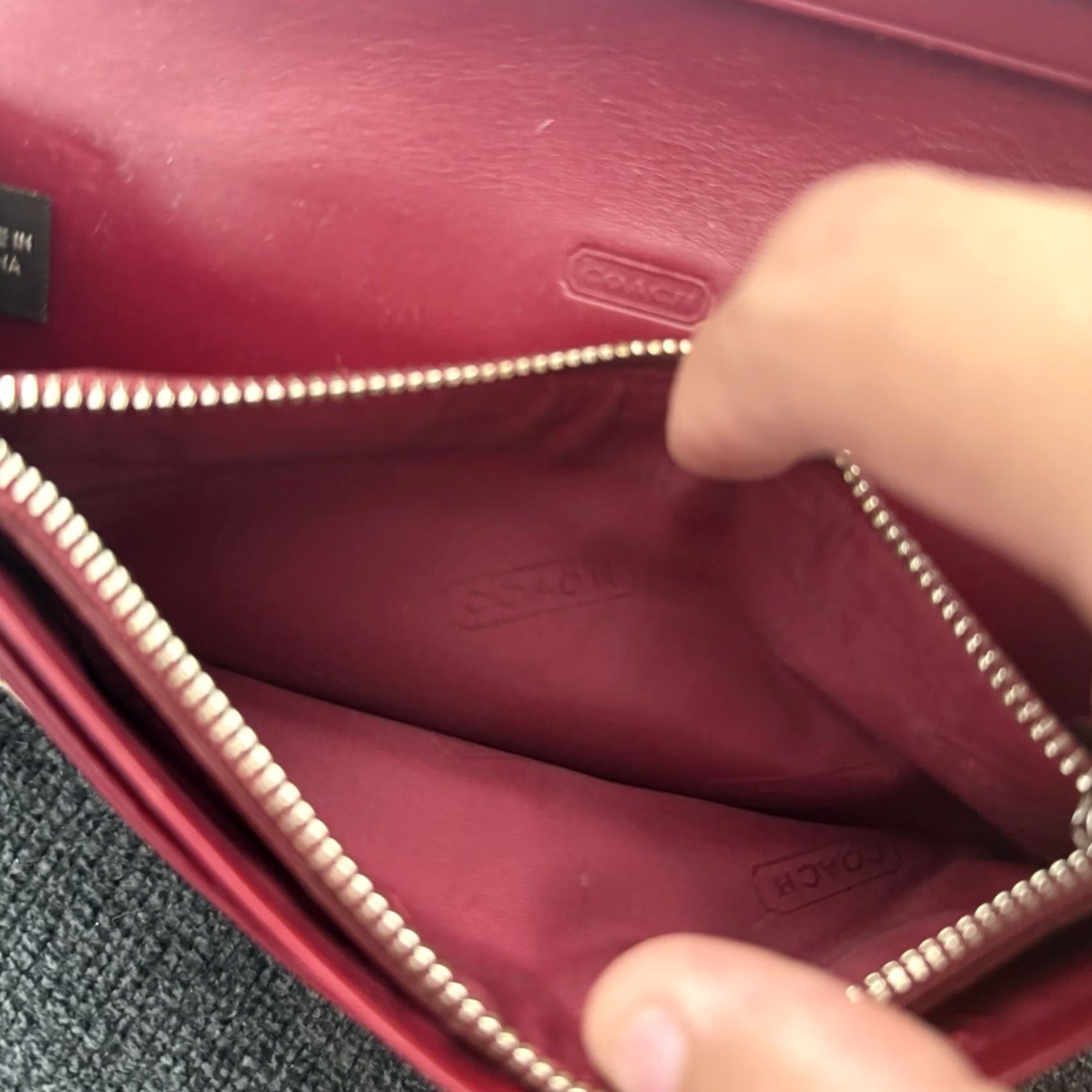 Coach Coach Wallet Checkbook Clutch Red Berry Khaki Mahogany Maroon Women Size ONE SIZE - 5 Thumbnail