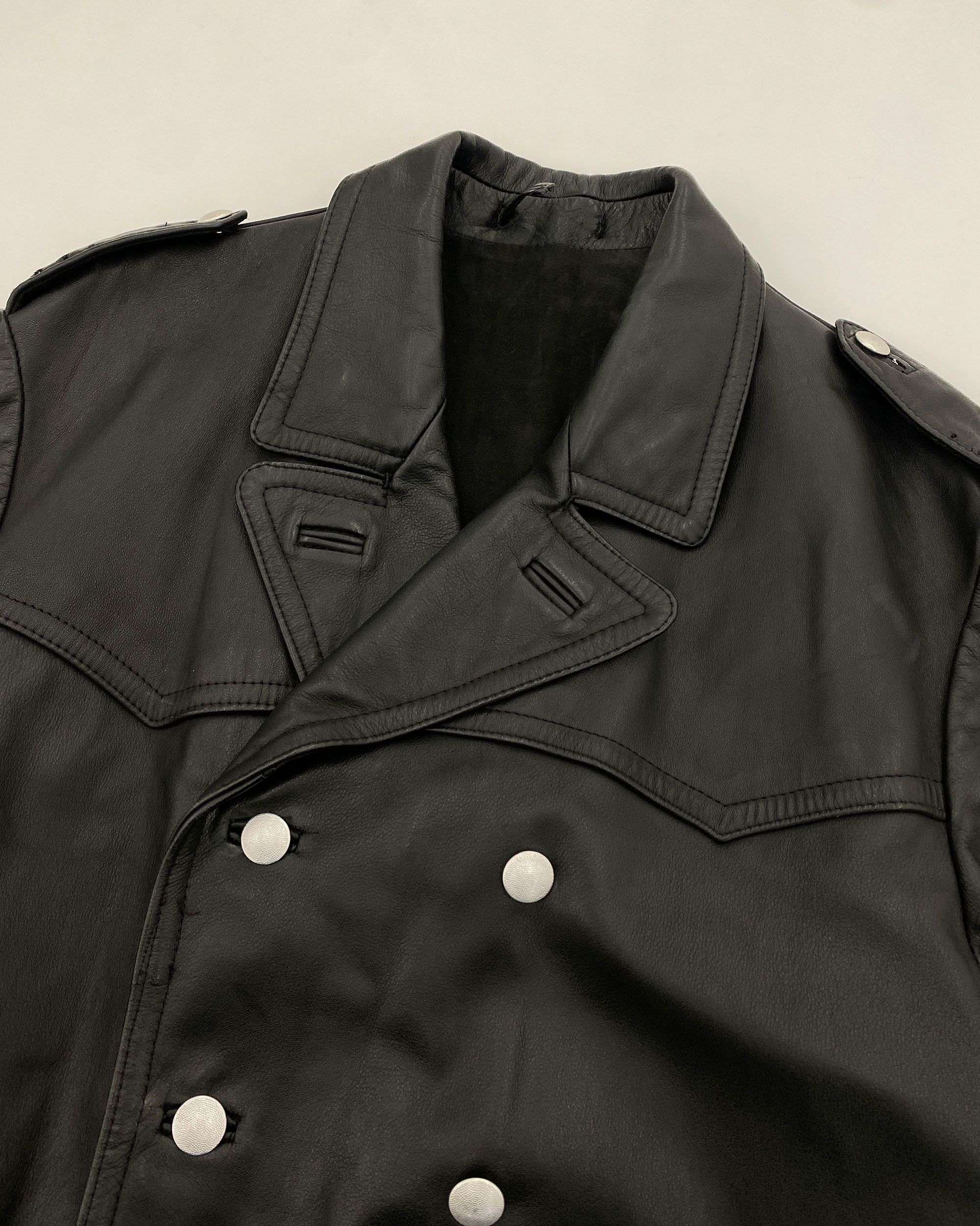 Vintage 1970s Double Breasted Long Leatherjacket Size US L / EU 52-54 / 3 - 4 Thumbnail