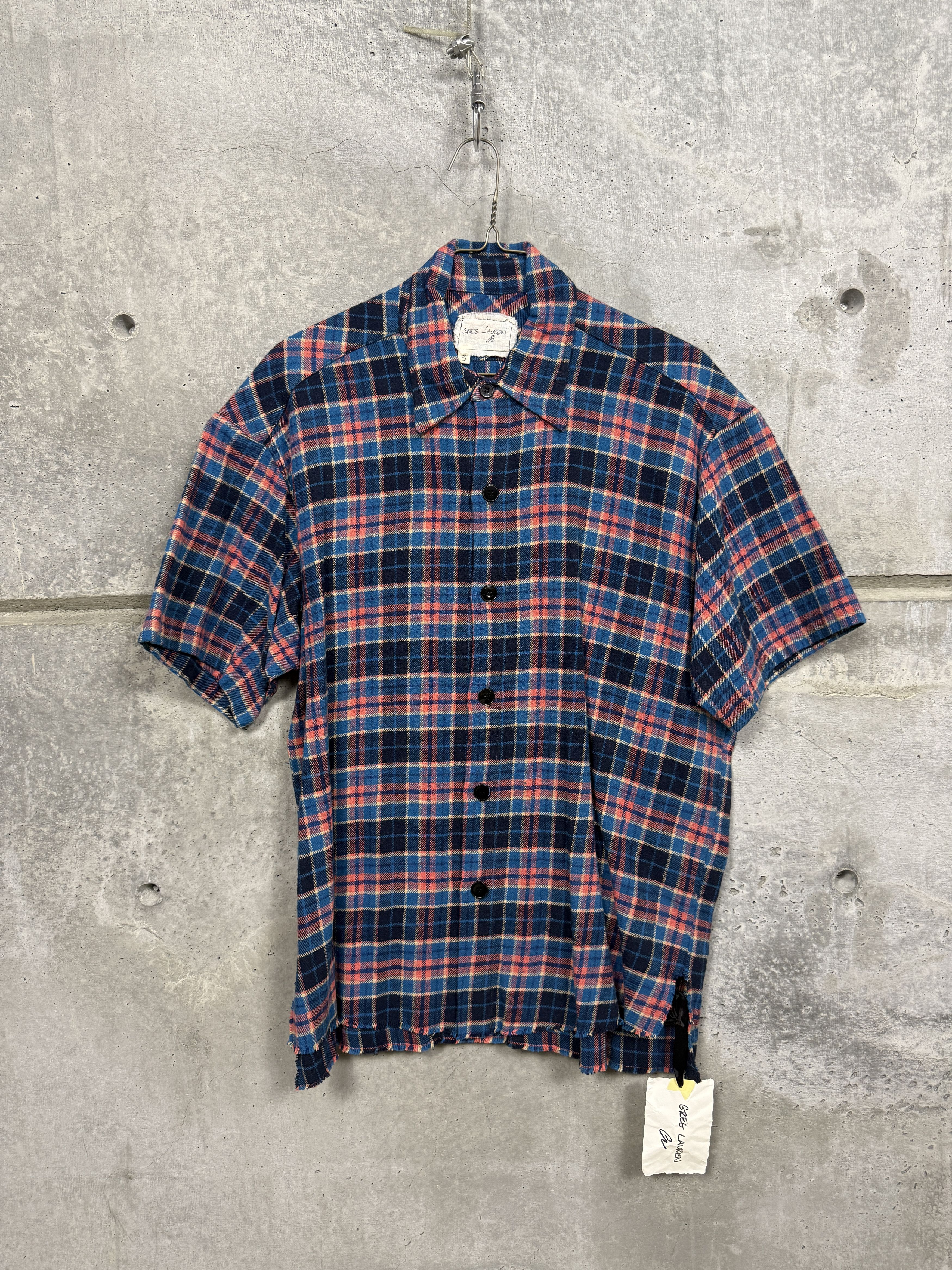 Greg Lauren $795 Greg Lauren Plaid Short Sleeve Shirt Size US L / EU 52-54 / 3 - 4 Thumbnail