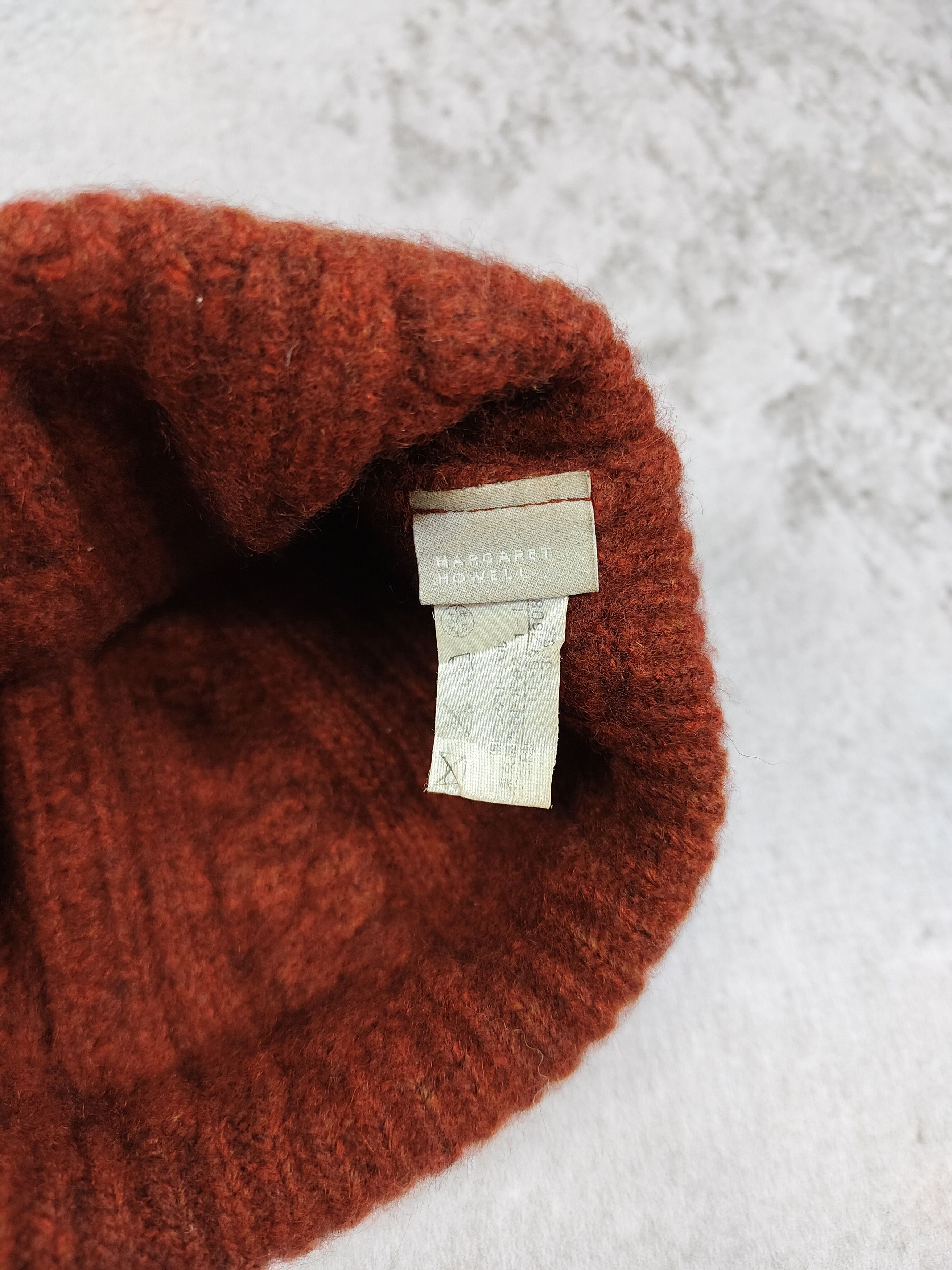 Margaret Howell 2000s Margaret Howell-Wool Rust Orange Cable Knit Beanie Hat Size ONE SIZE - 6 Thumbnail