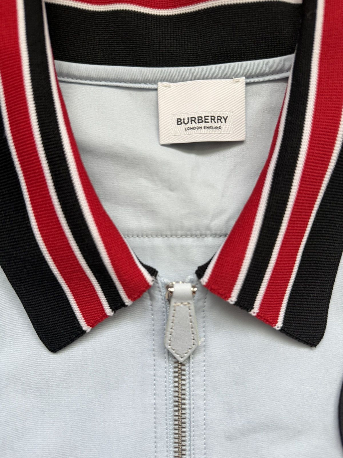 Burberry Burberry Short-Sleeve Zip-Front Shirt- Baby Blue Size US XL / EU 56 / 4 - 4 Thumbnail