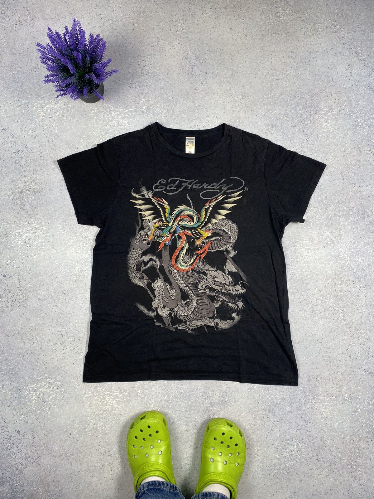 Ed Hardy Ed Hardy Men’s Black T-shirt With Big Logo Size XL Size US XL / EU 56 / 4 - 2 Thumbnail