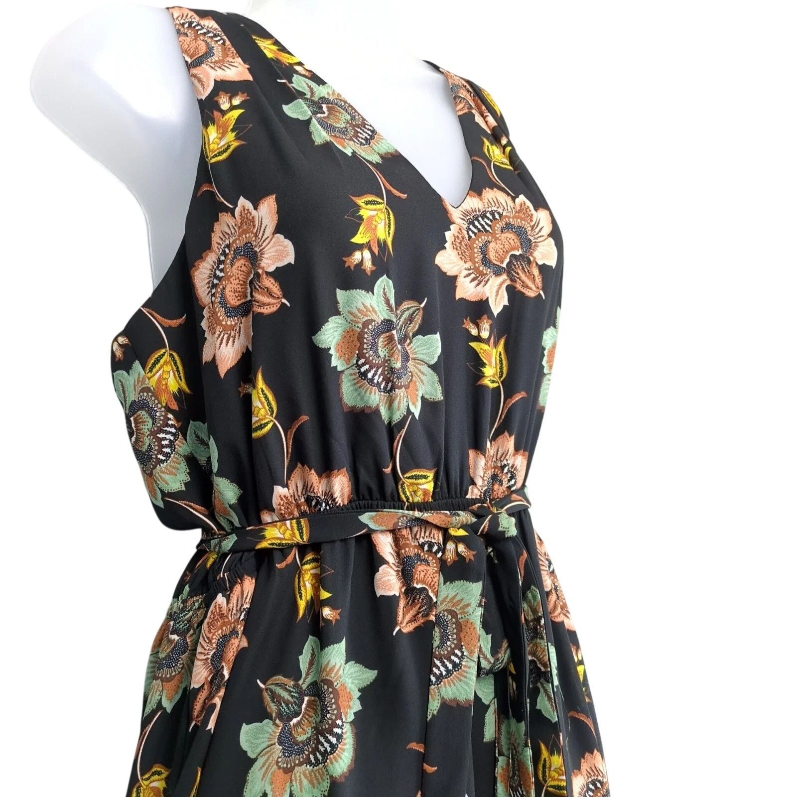 Other DR2 Black Floral High-Low Sleeveless Dress M Flowy Rayon Size M / US 6-8 / IT 42-44 - 2 Thumbnail
