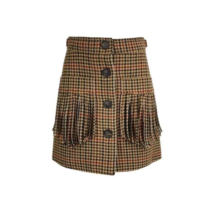 Miu Miu Miu Miu Women's Color-Block Wool Embroidered Skirt 0089 Size 23" - 1 Thumbnail