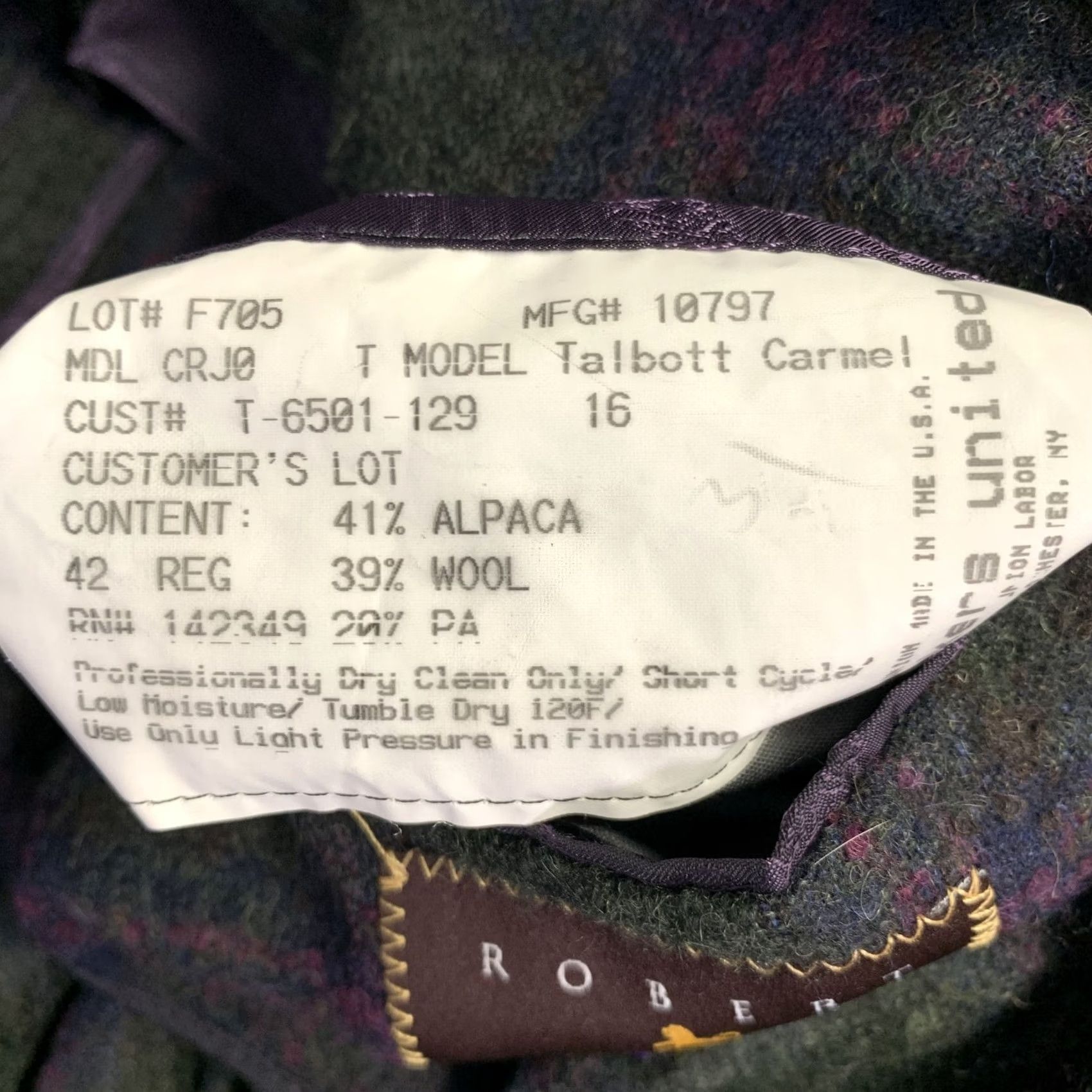 Robert Talbott ROBERT TALBOTT Sport Coat Green Purple Plaid Alpaca Wool Size 42 Regular Mens Size US XS / EU 42 / 0 - 8 Thumbnail