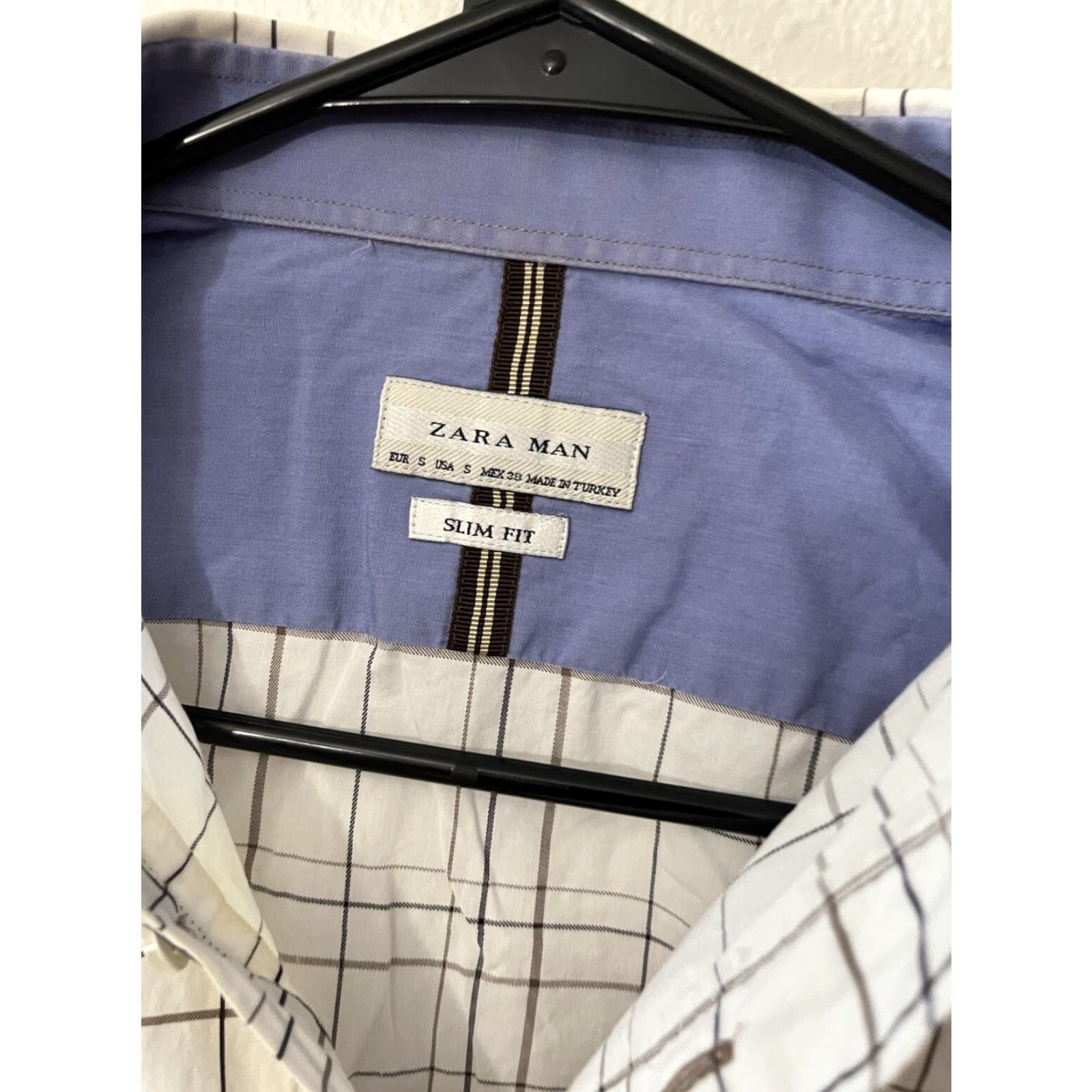 Zara ZARA MAN Tailored Fit White Plaid Button-Up Shirt Adult Small Cotton Long Sleeve Mens Size US S / EU 44-46 / 1 - 2 Thumbnail