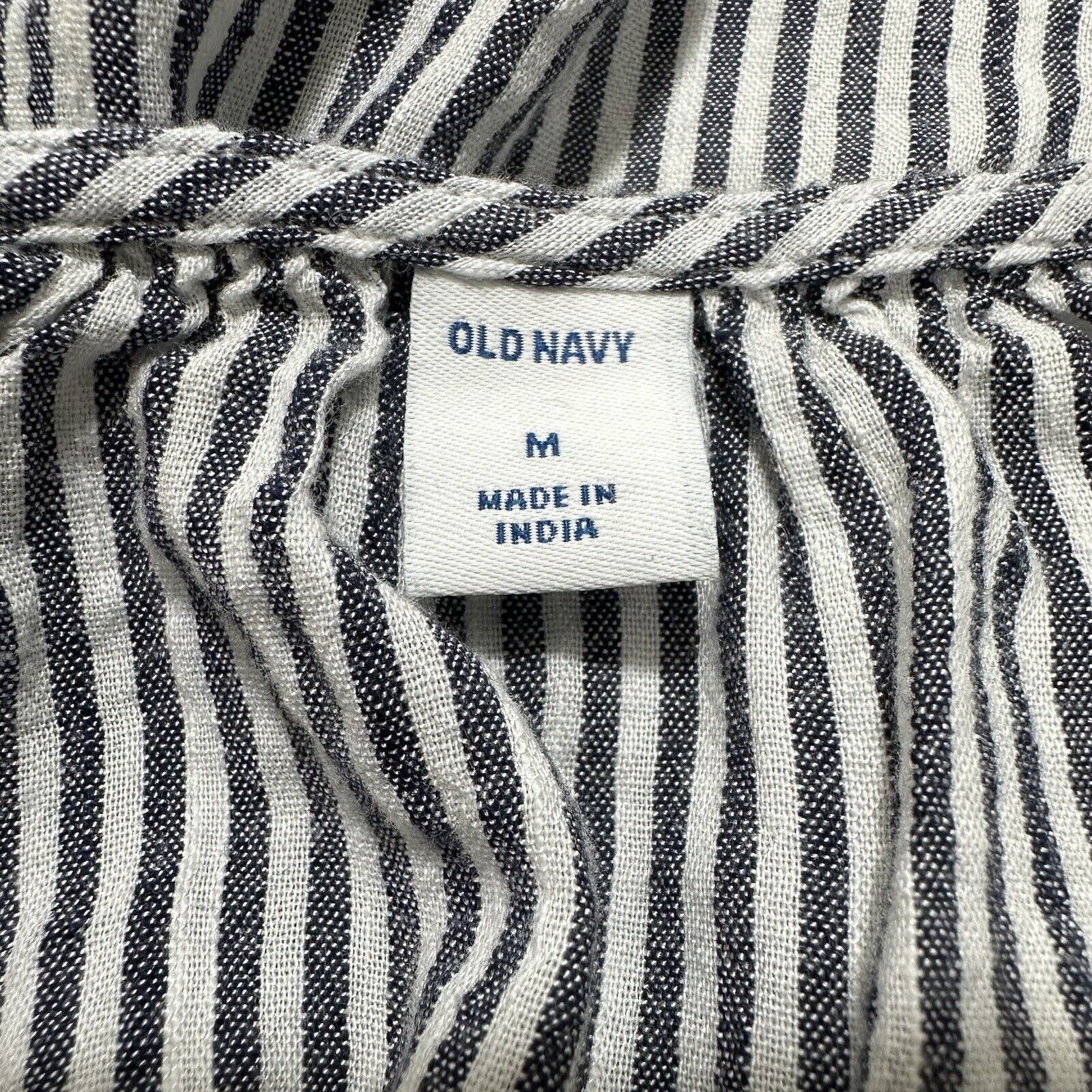 Old Navy Old Navy Medium Long Sleeve Wrap Top Navy Blue Striped Shirt Size M / US 6-8 / IT 42-44 - 3 Thumbnail