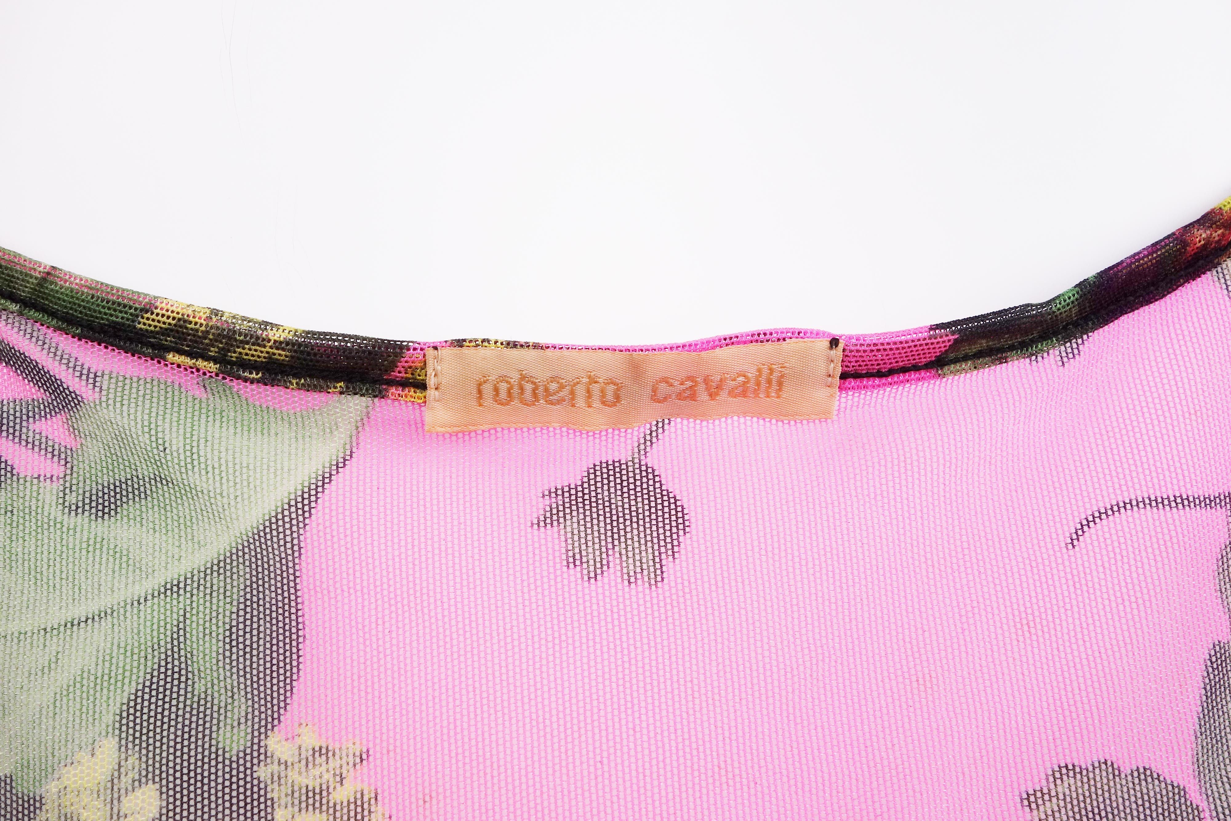 Roberto Cavalli Roberto Cavalli 90s Pink Mesh Tank Top Floral Print Vintage Size M / US 6-8 / IT 42-44 - 6 Thumbnail