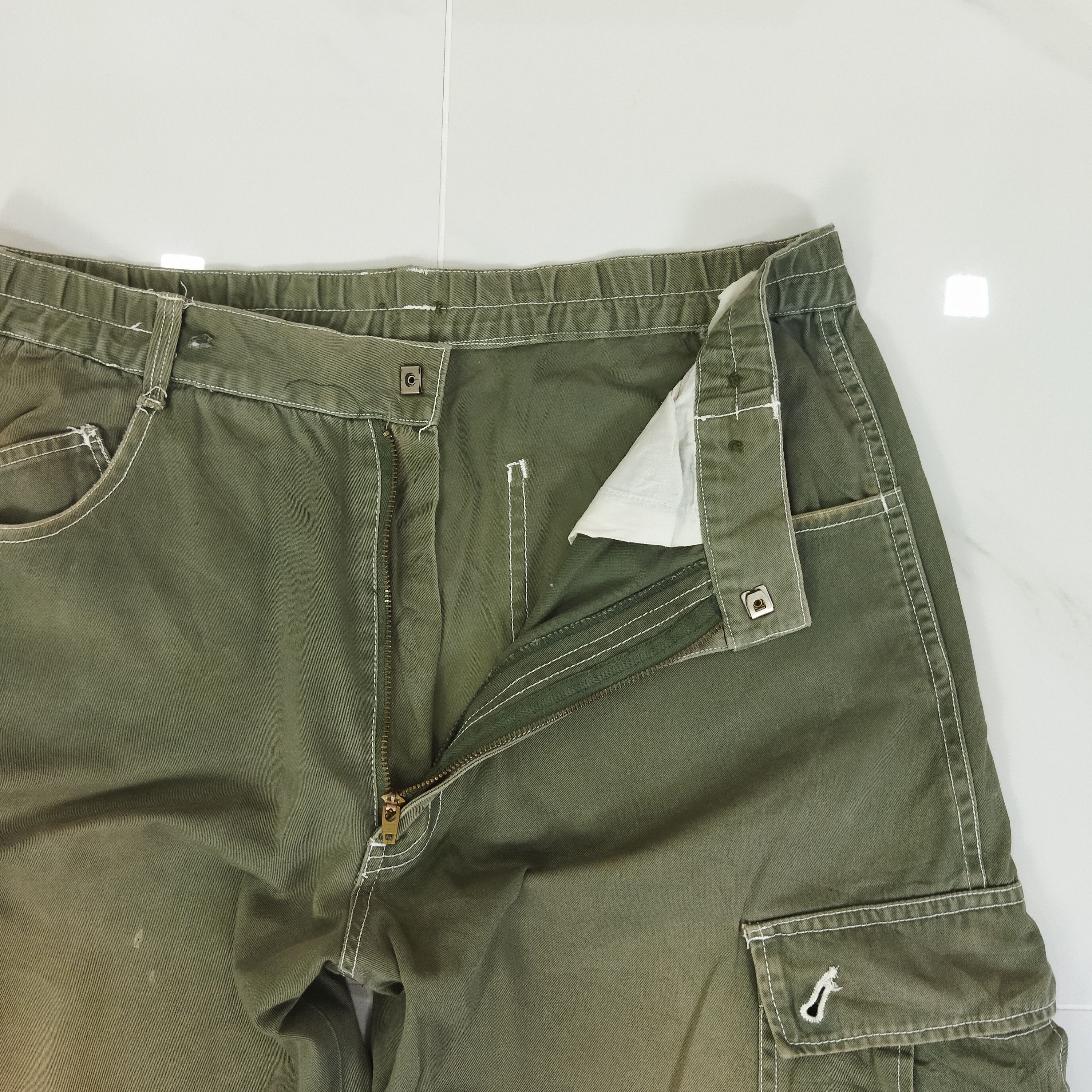Japanese Brand RIPZONE FADED GREEN CARGO PANTS Size US 32 / EU 48 - 6 Thumbnail
