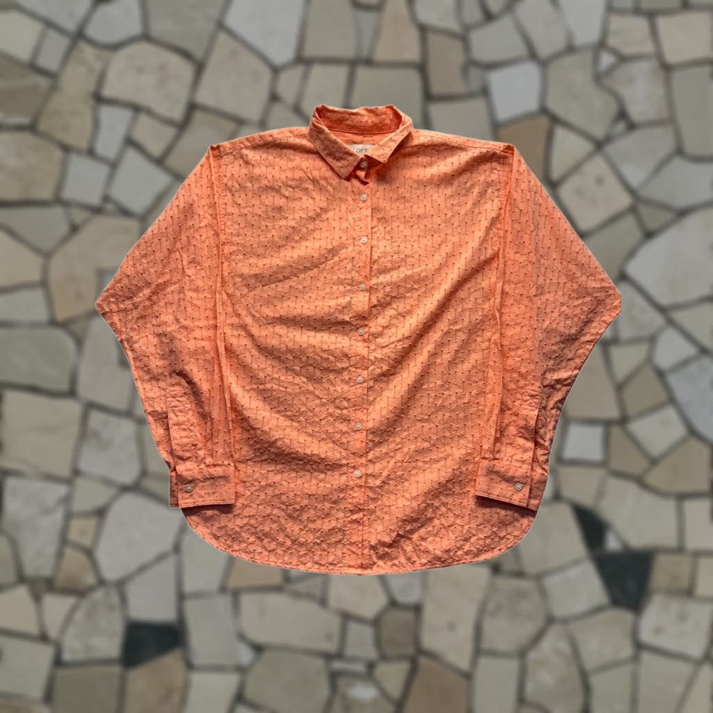 Loft Loft Shirt Womens S Orange Button-Up Textured 100% Cotton Size S / US 4 / IT 40 - 1 Thumbnail