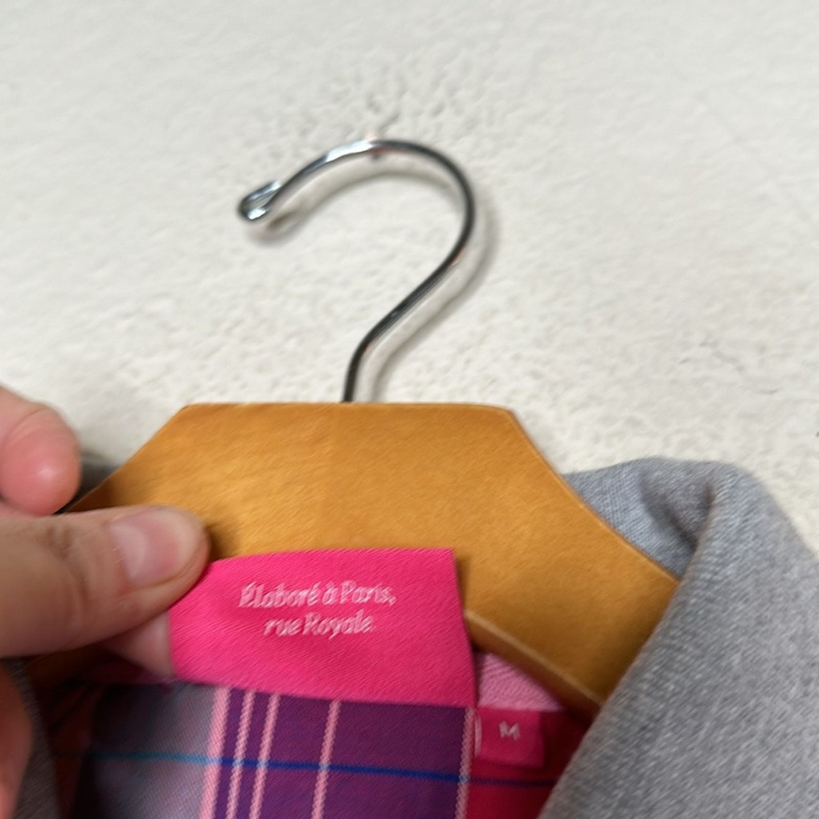 Other VICOMTE A. Grey Pink Plaid Contrast Long Sleeve Polo MED Size US M / EU 48-50 / 2 - 12 Thumbnail