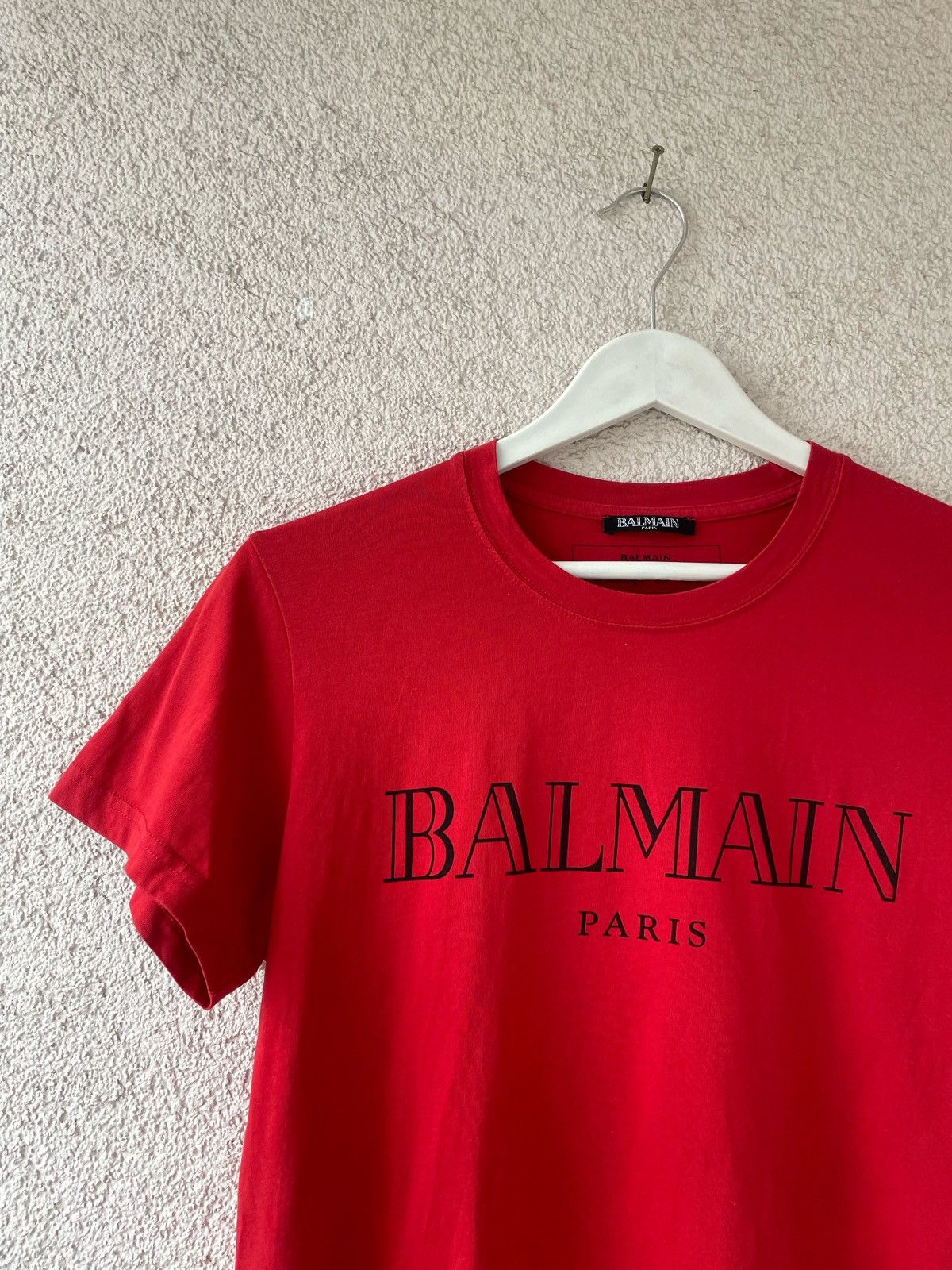 Balmain Balmain Red Men Basic Big Logo T-Shirt Size M Made Portugal Size US M / EU 48-50 / 2 - 2 Thumbnail