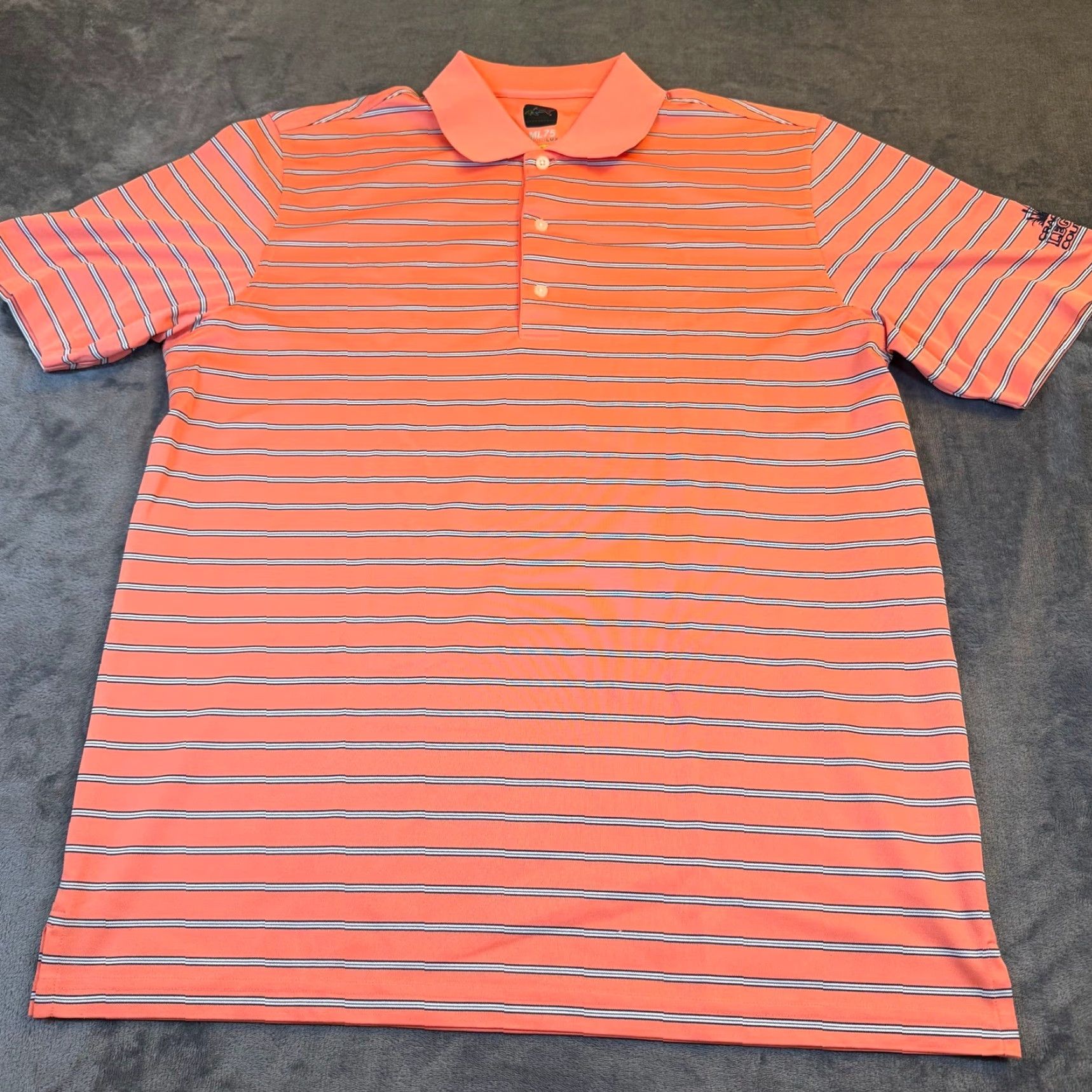 Vintage Greg Norman ML75 Microlux Polo Shirt Mens Large Orange Striped Golf Performance Size US L / EU 52-54 / 3 - 3 Thumbnail