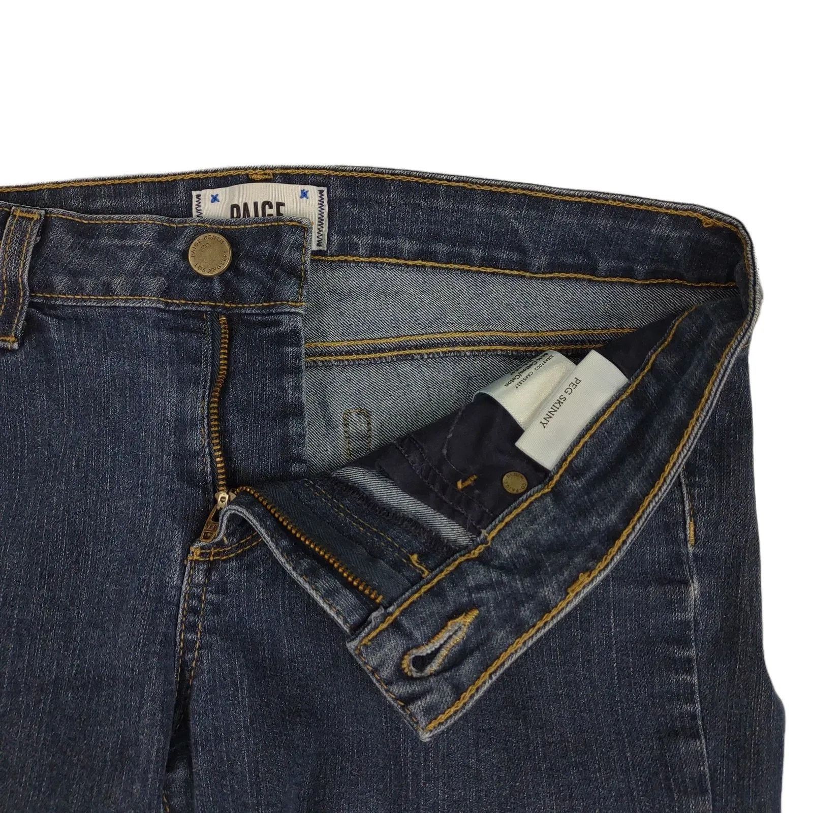 Paige PAIGE Peg Skinny Stretch Denim Jeans, Made USA Low Rise Size 31" - 4 Thumbnail