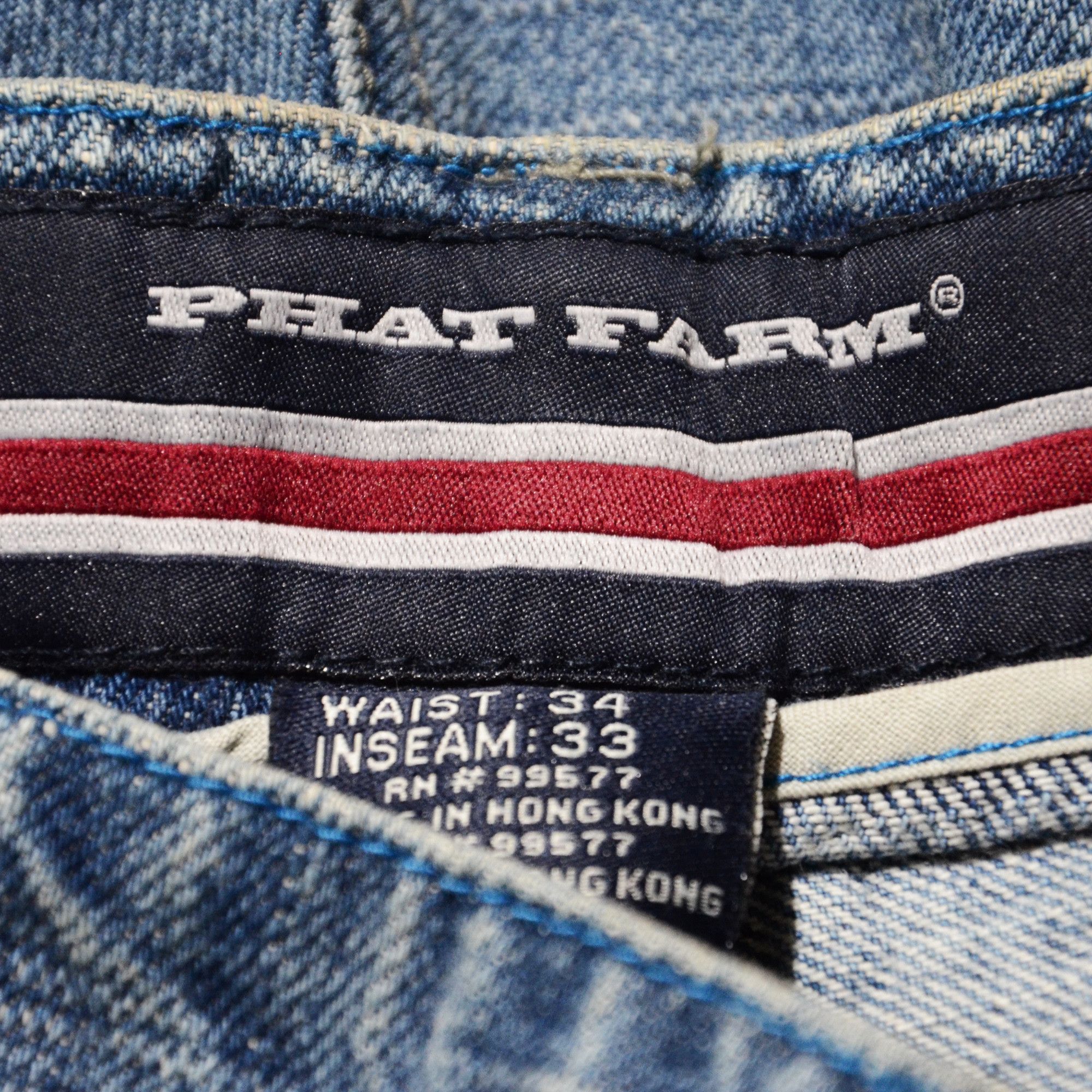 Phat Farm [Color Defects] PF Jorts Denim Shorts 90s Hiphop Streetwear Size US 34 / EU 50 - 3 Thumbnail
