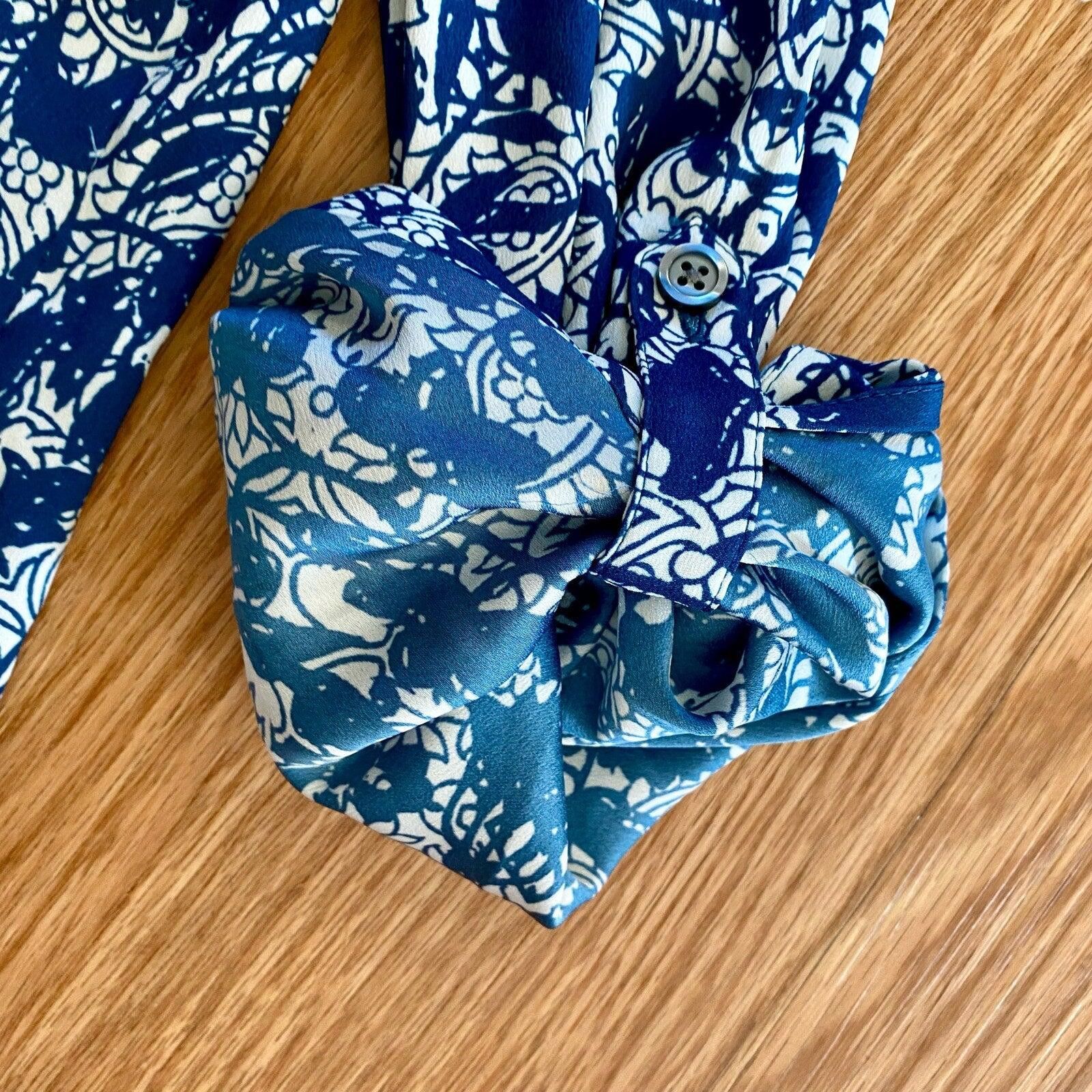 Ann Taylor Ann Taylor Blue Teal Floral Button Shirt Womens Medium Size M / US 6-8 / IT 42-44 - 7 Thumbnail