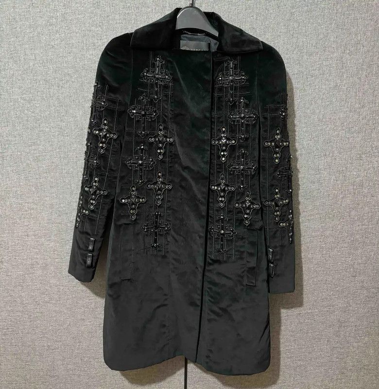 Versace Versace Black Embroidered Women's Coat 0089 Size S / US 4 / IT 40 - 1 Thumbnail