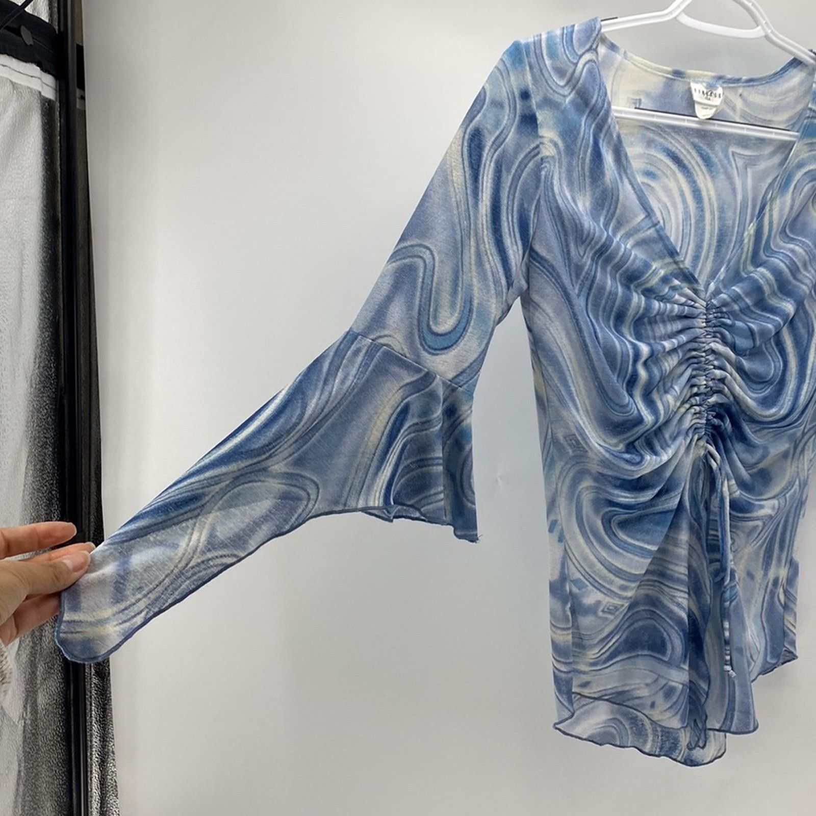 Other Retro Y2K marbled semi sheer adjustable top flowy sz S Size S / US 4 / IT 40 - 3 Thumbnail