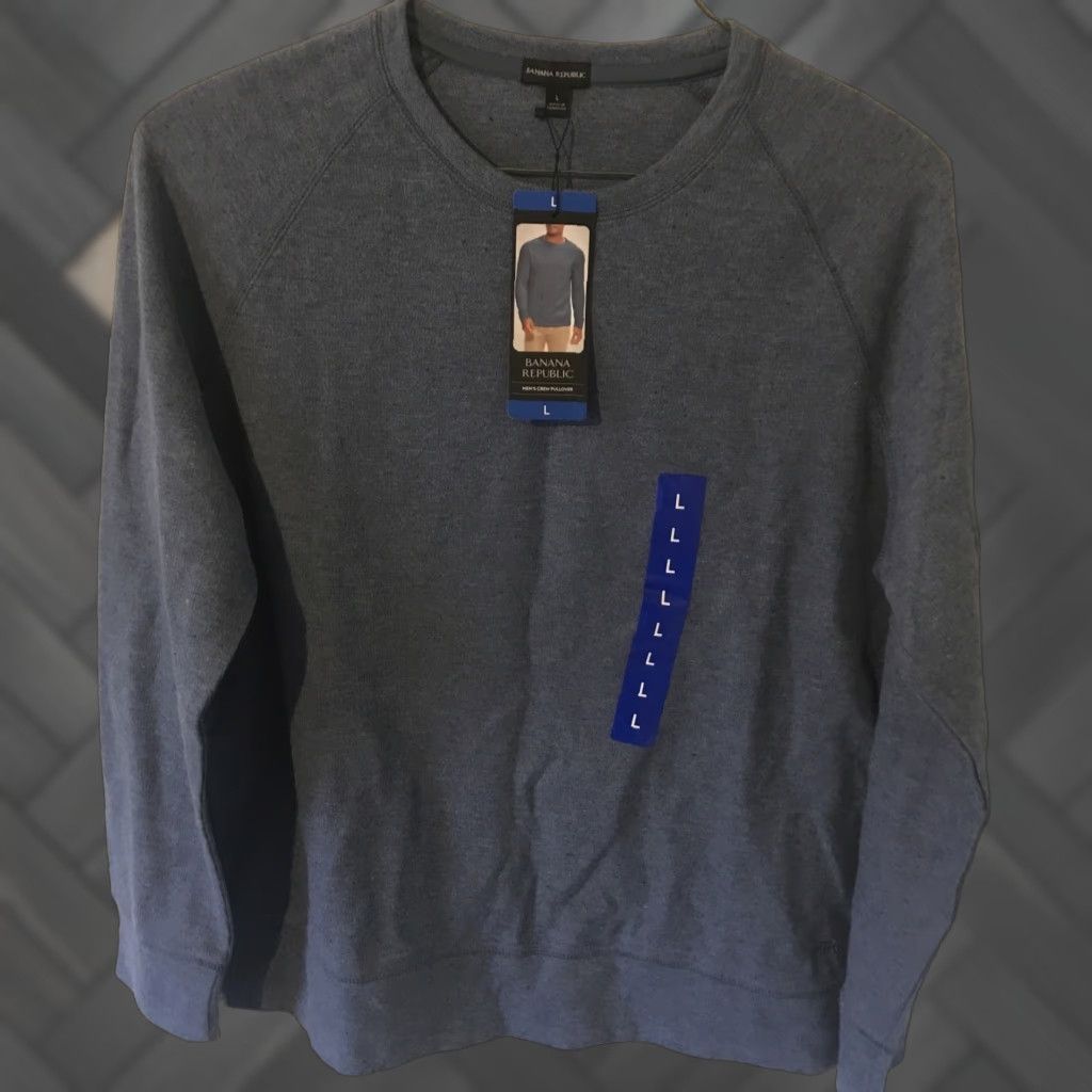 Banana Republic Banana Republic Men's Mid-weight Waffle-Knit Crew Pullover BLUE L NWT Mens Size US L / EU 52-54 / 3 - 1 Thumbnail