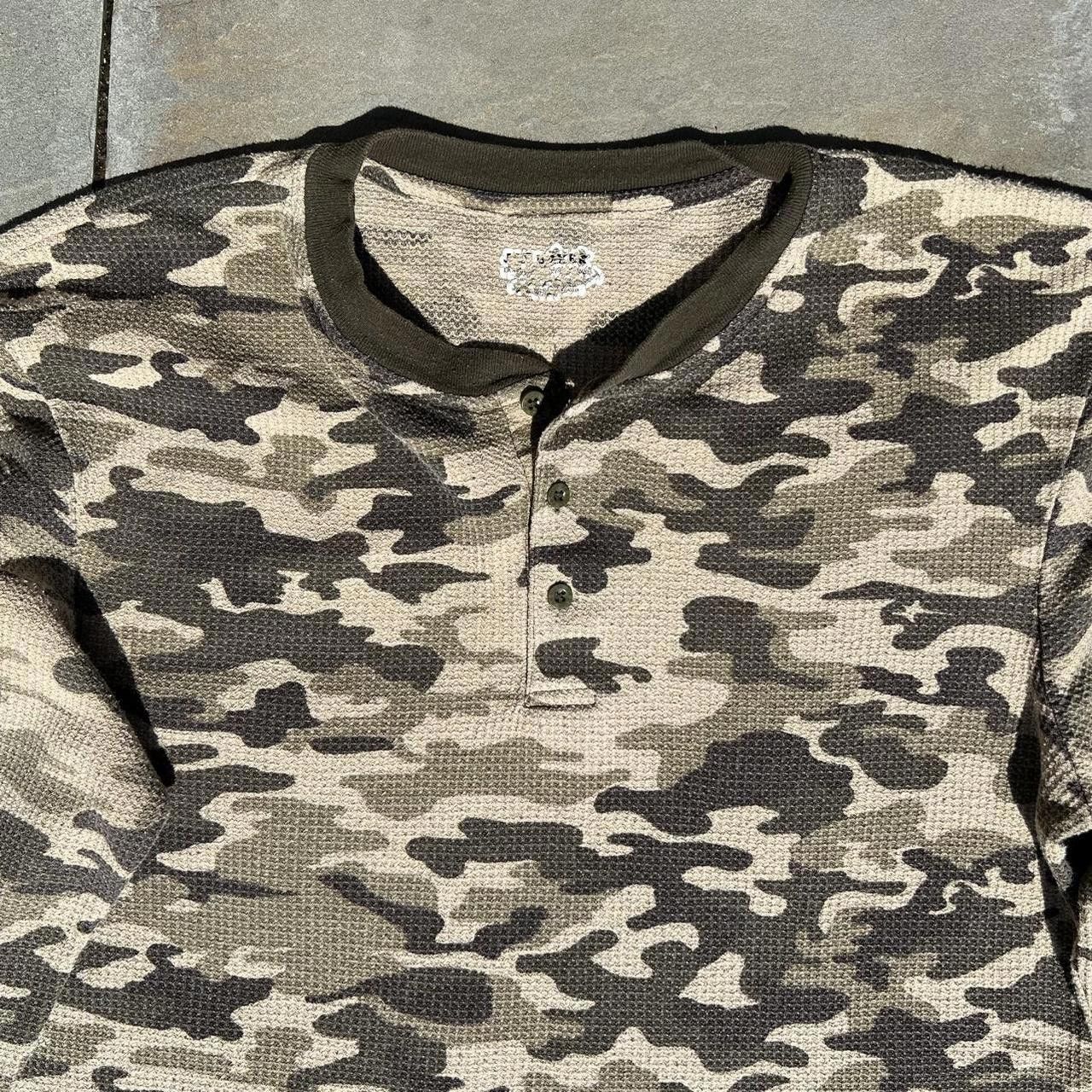 Joe Boxer Y2K Tan Camo Waffle Knit Thermal Henley Size US L / EU 52-54 / 3 - 3 Thumbnail