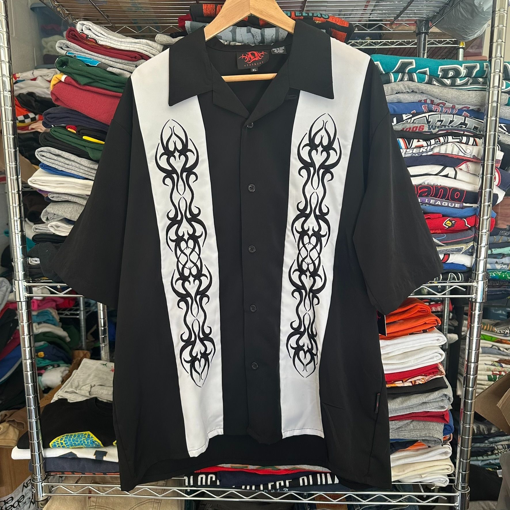 Dragonfly Vintage Y2K Dragonfly Tribal Bowling Shirt Goth Ricky Black Size US XL / EU 56 / 4 - 1 Thumbnail
