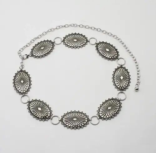 Anime Belts Boho Sun Star Metal Medallion Concho Chain Belt Size ONE SIZE - 4 Thumbnail