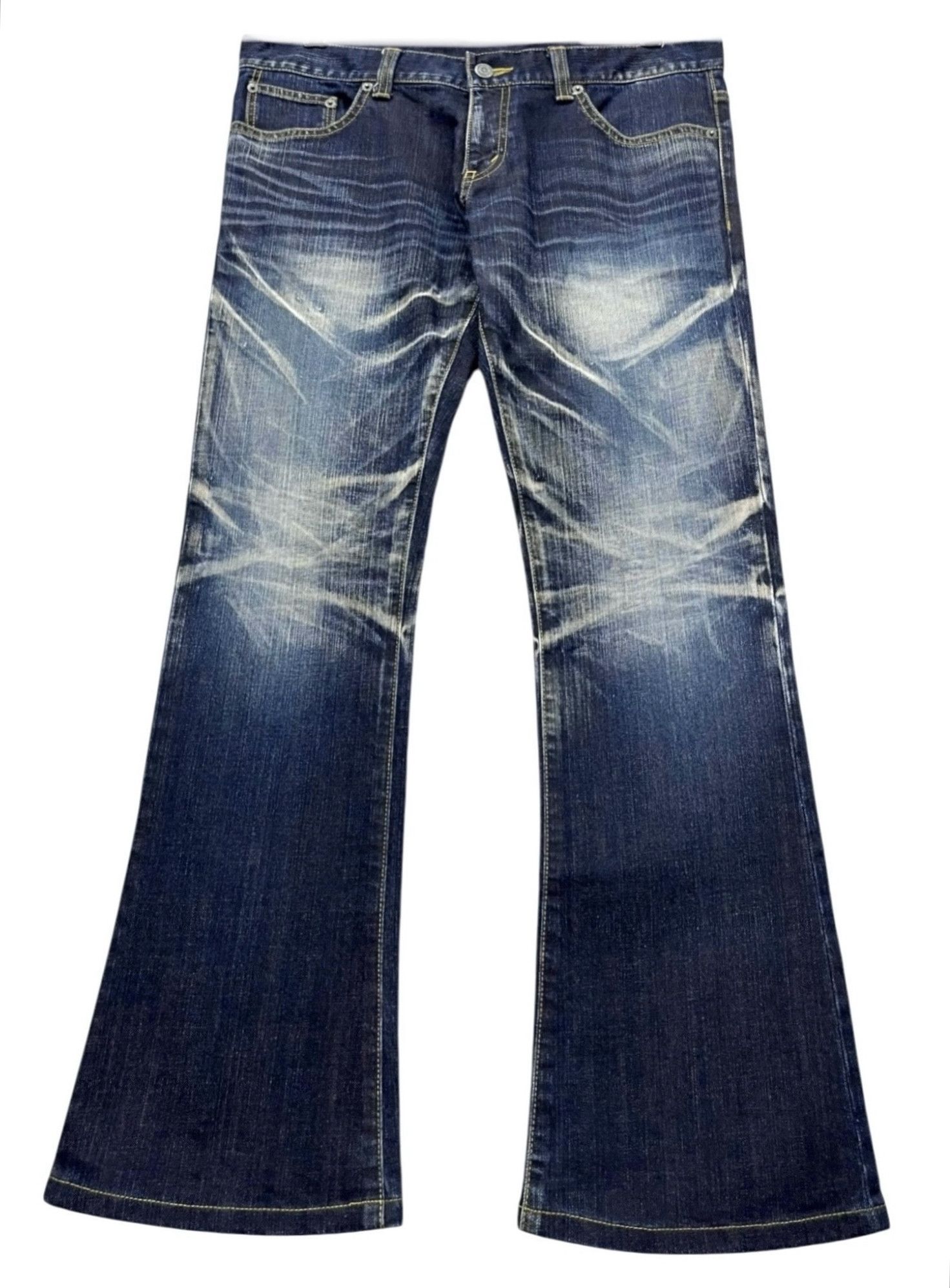 Tornado Mart FLARE💎TORNADOMART Gemstone Inclusions Whisker Stretch Denim Size US 32 / EU 48 - 1 Thumbnail