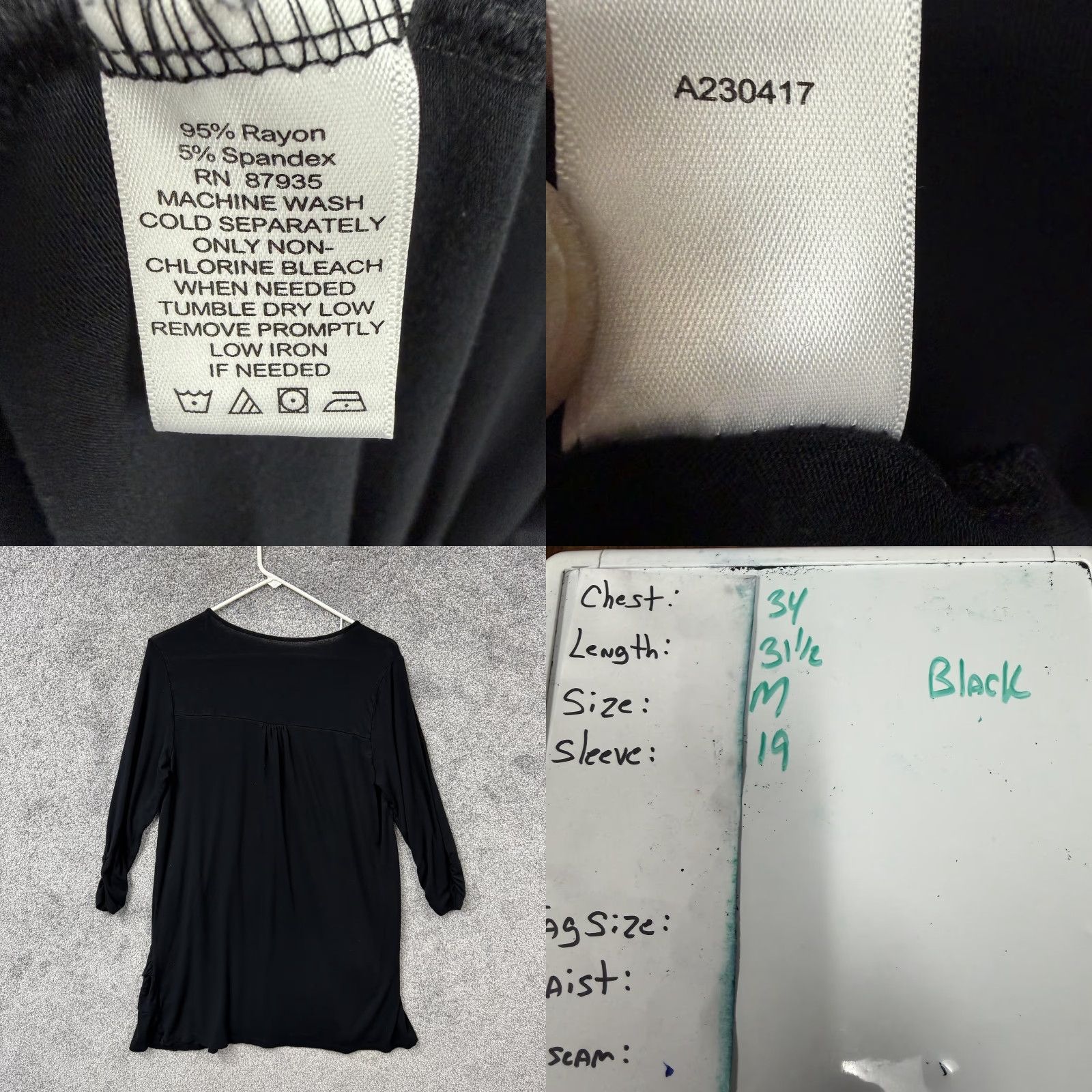 Vintage LOGO by Lori Goldstein Tunic Top M Black 3/4 Sleeve Pocket Jersey Rayon Spandex Scoop Neck Casual Womens Regular Fit Modern Indie Sleaze Vintage No Size M / US 6-8 / IT 42-44 - 8 Thumbnail