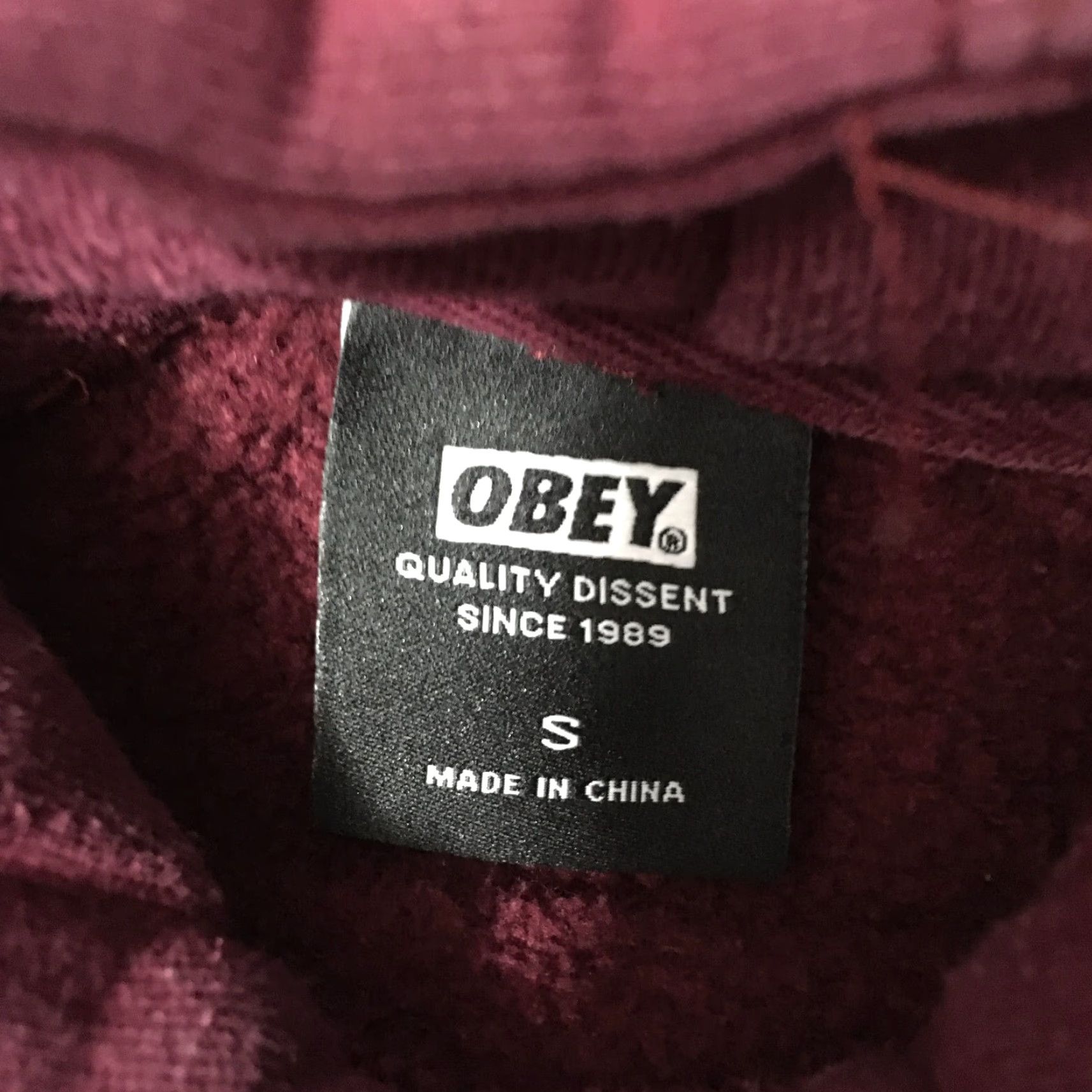 Obey OBEY Hooded Sweatshirt Maroon Mens Small Hoodie Pullover Vintage Sweatshirt Size US S / EU 44-46 / 1 - 3 Thumbnail