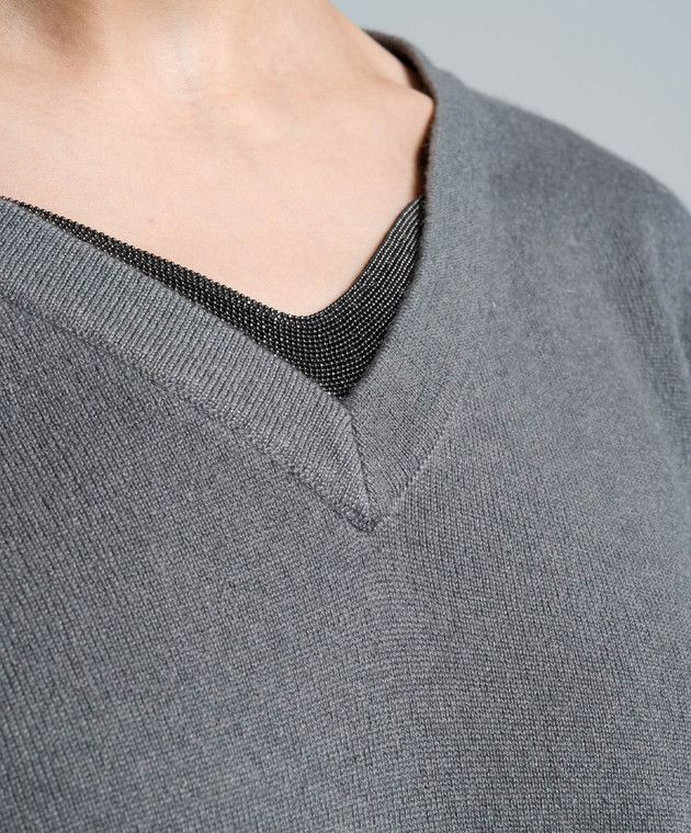 Brunello Cucinelli o1y0825 Cashmere Blend Sweater in Dark Gray Size XXL / US 16-18 / IT 52-54 - 2 Thumbnail