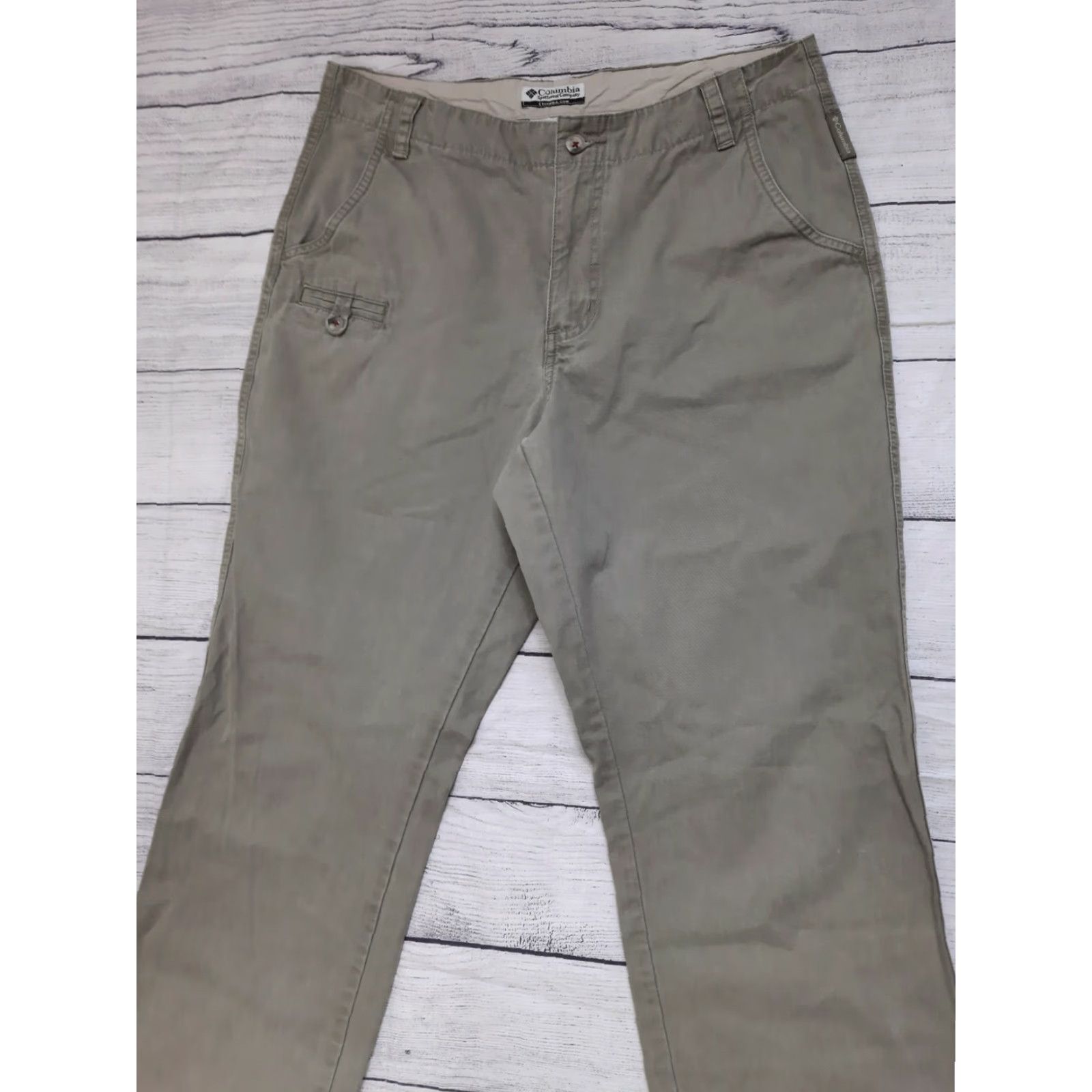Vintage Columbia Pants Women 10P Relaxed Chino Canvas Hiking Cargo Beige Khaki 30 x 31 Mens Womens Boys Girls Size 32" / US 10 / IT 46 - 6 Thumbnail