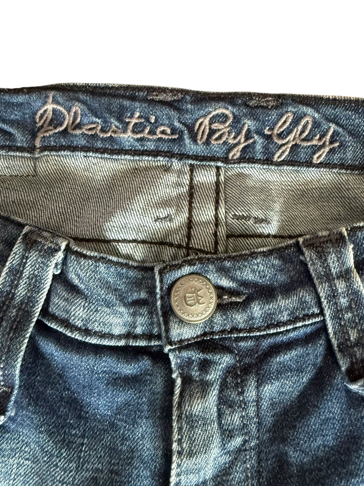 Tornado Mart Flared Jeans Plastic Boy Gly USA Made Nice Design Denim Size US 33 - 5 Thumbnail