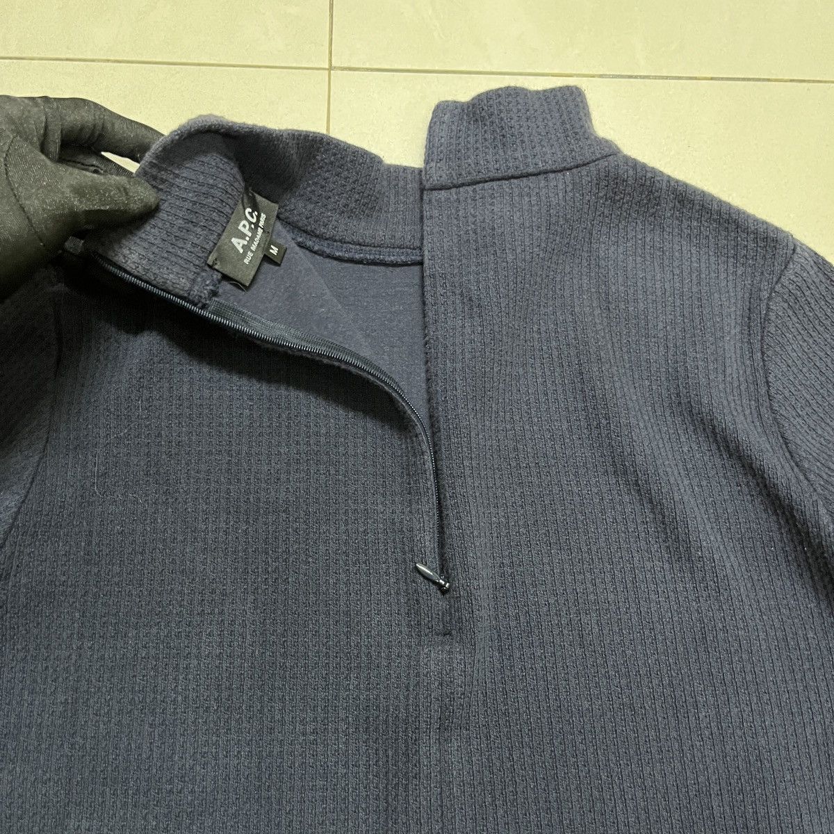 A.P.C. × Vintage Vintage A.P.C Mockneck Waffle Longsleeve T Shirt Size S / US 4 / IT 40 - 7 Thumbnail