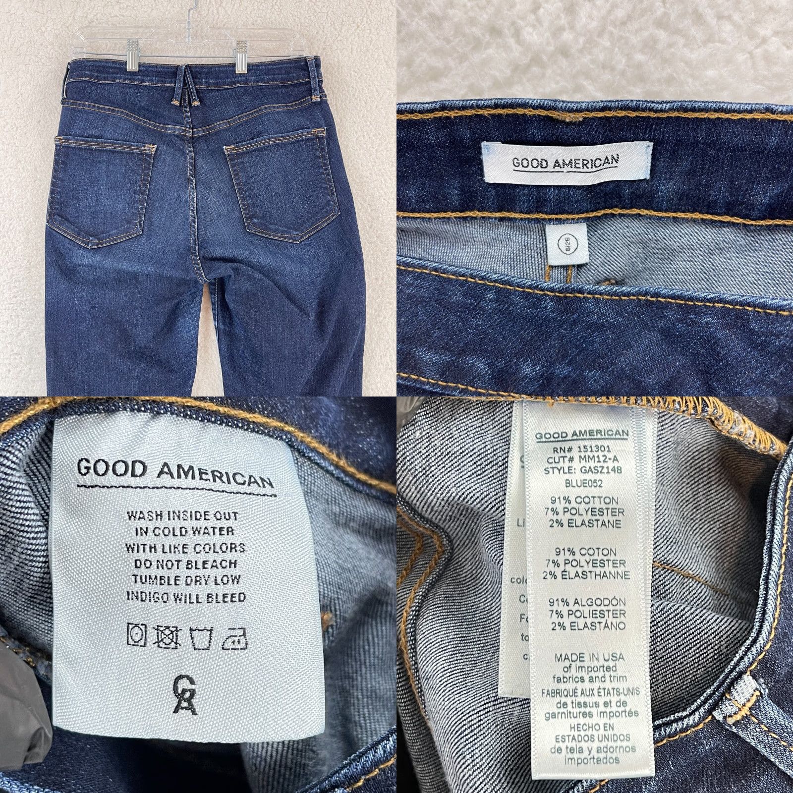 Good American Good American Jeans Womens Size 8 Blue Denim High Waisted Skinny Casual Side Zip Size 30" / US 8 / IT 44 - 9 Thumbnail