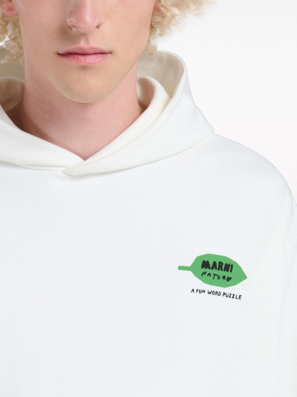 Marni o1w1db10125 Logo-Print Cotton Hoodie in White Size US L / EU 52-54 / 3 - 5 Thumbnail